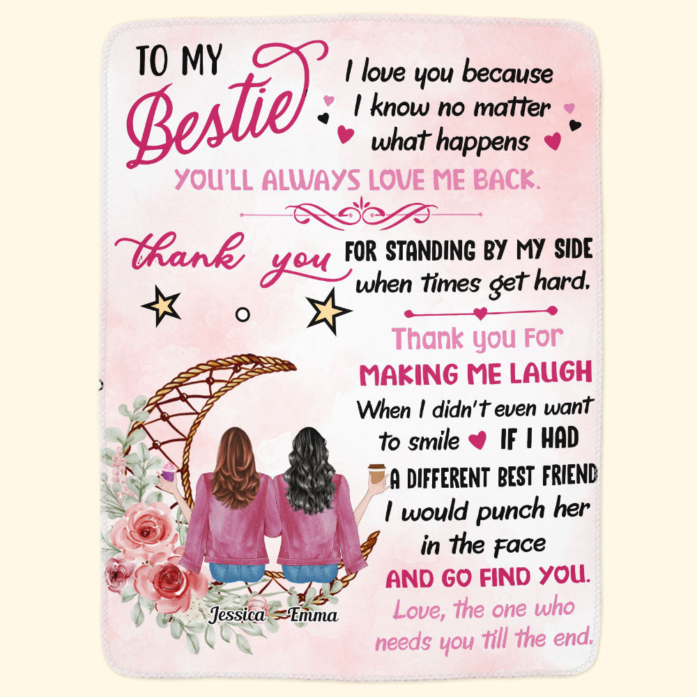 Thank You My Bestie - Personalized Blanket - Birthday Missing Gift For Besties, Best Friends, BFF, Soul Sisters