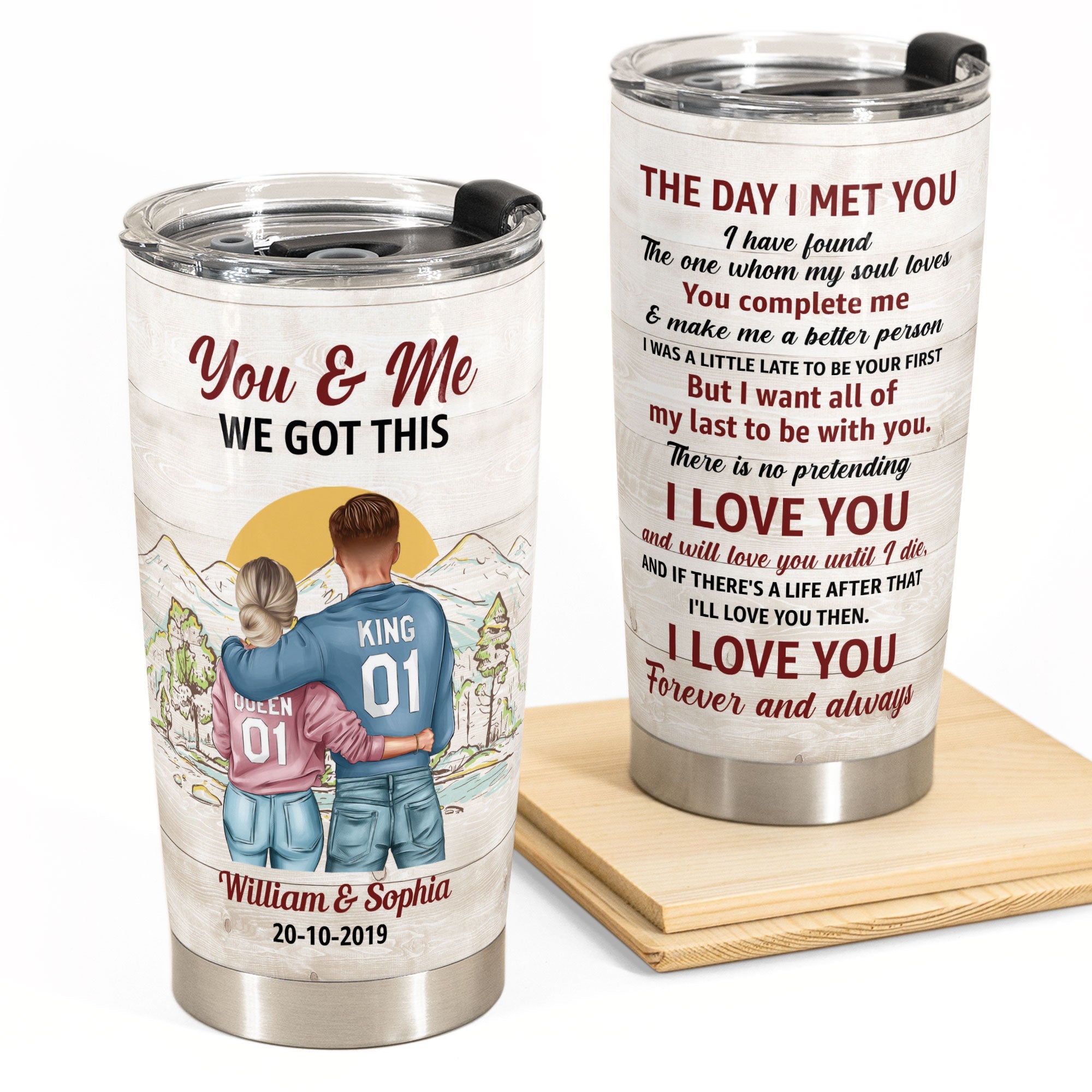 The Day I Met You - Personalized Tumbler Cup - Birthday, Anniversary Gift For Lover, Couples, Spouses, Husband, Wife