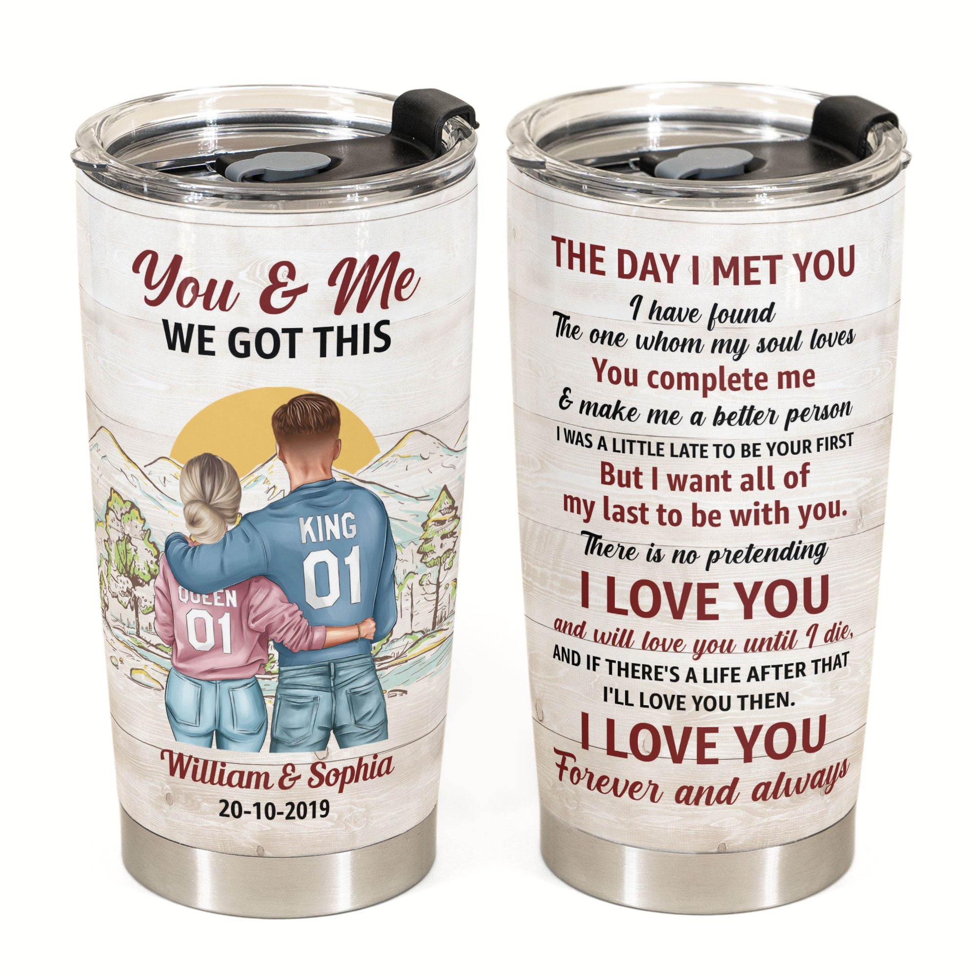 The Day I Met You - Personalized Tumbler Cup - Birthday, Anniversary Gift For Lover, Couples, Spouses, Husband, Wife