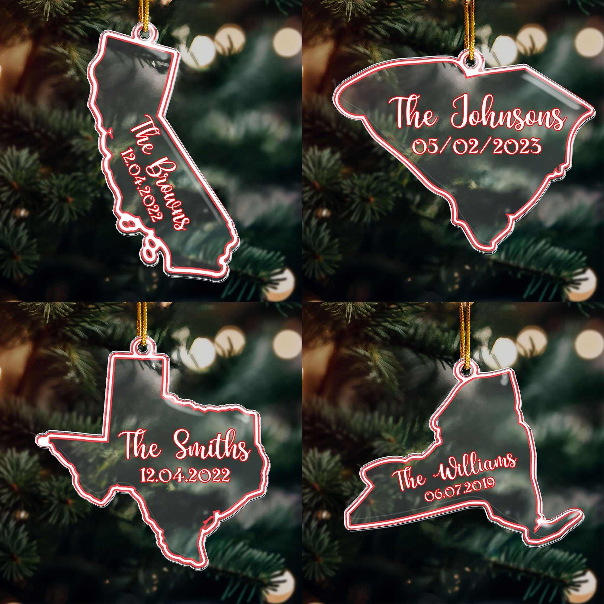 The Family Name State Home - Personalized Acrylic Ornament