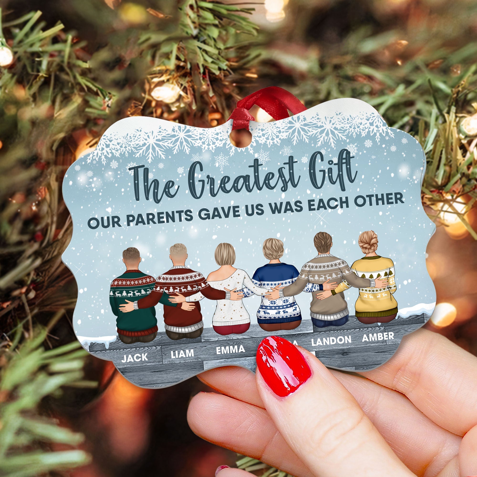 The Greatest Gift Our Parents Gave Us Was Each Other - Personalized Aluminum/Wooden Ornament