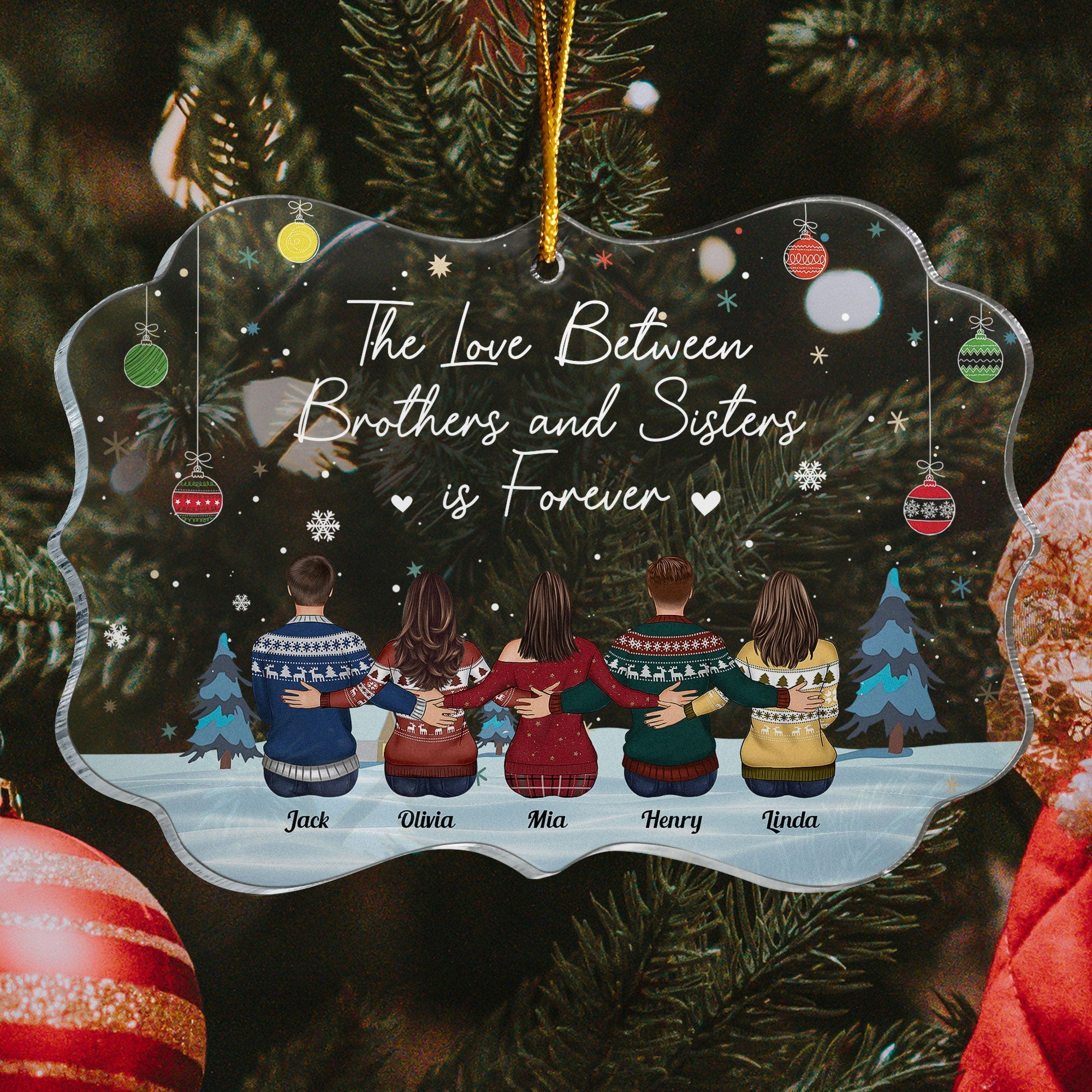 The Love Between Brother And Sister Is Forever - Personalized Acrylic Ornament - Christmas Gift For Sisters, Brothers