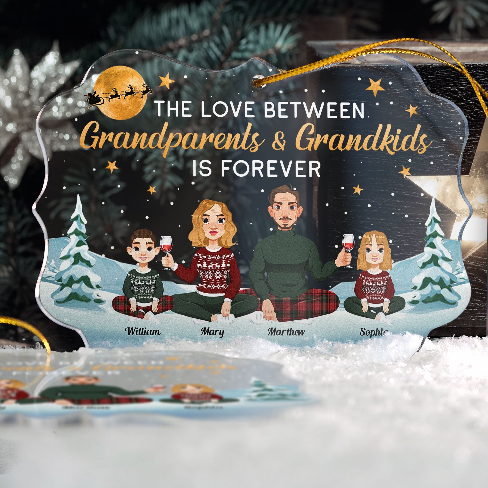 The Love Between Grandparents And Grandkids Ornament - Personalized Acrylic Ornament