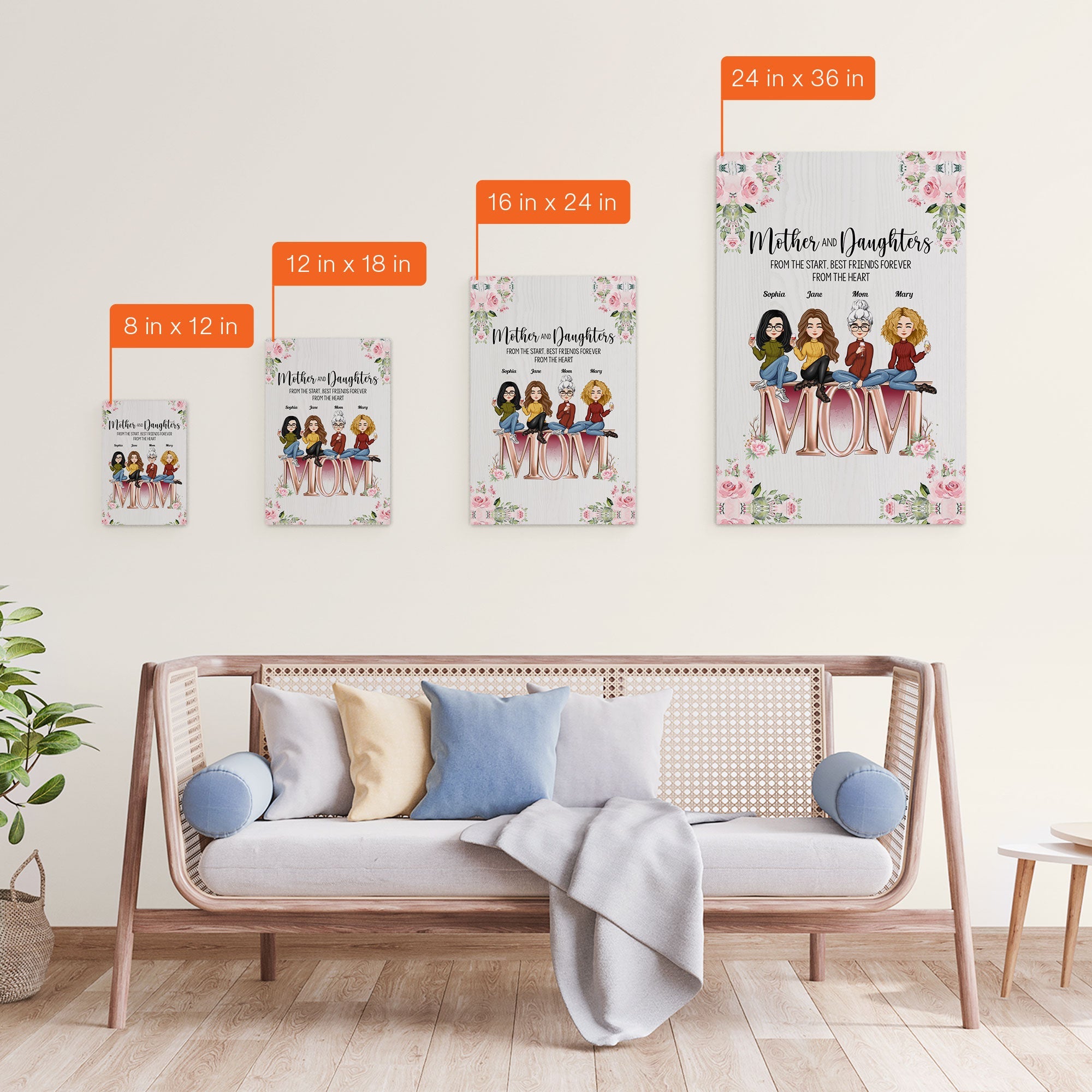 The Love Between Mother And Daughters - Personalized Poster/Wrapped Canvas