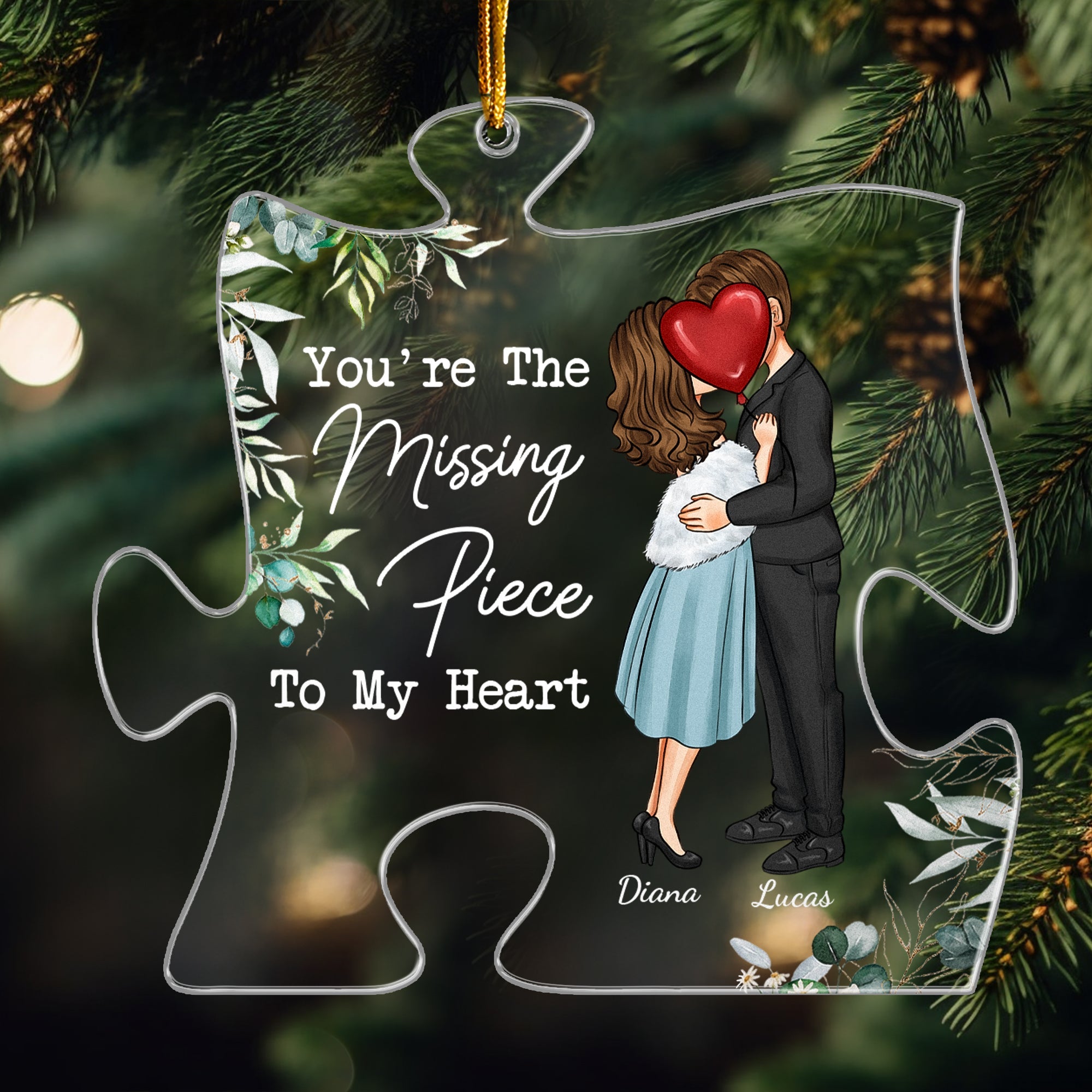 The Missing Piece To My Heart Couples - Personalized Acrylic Ornament