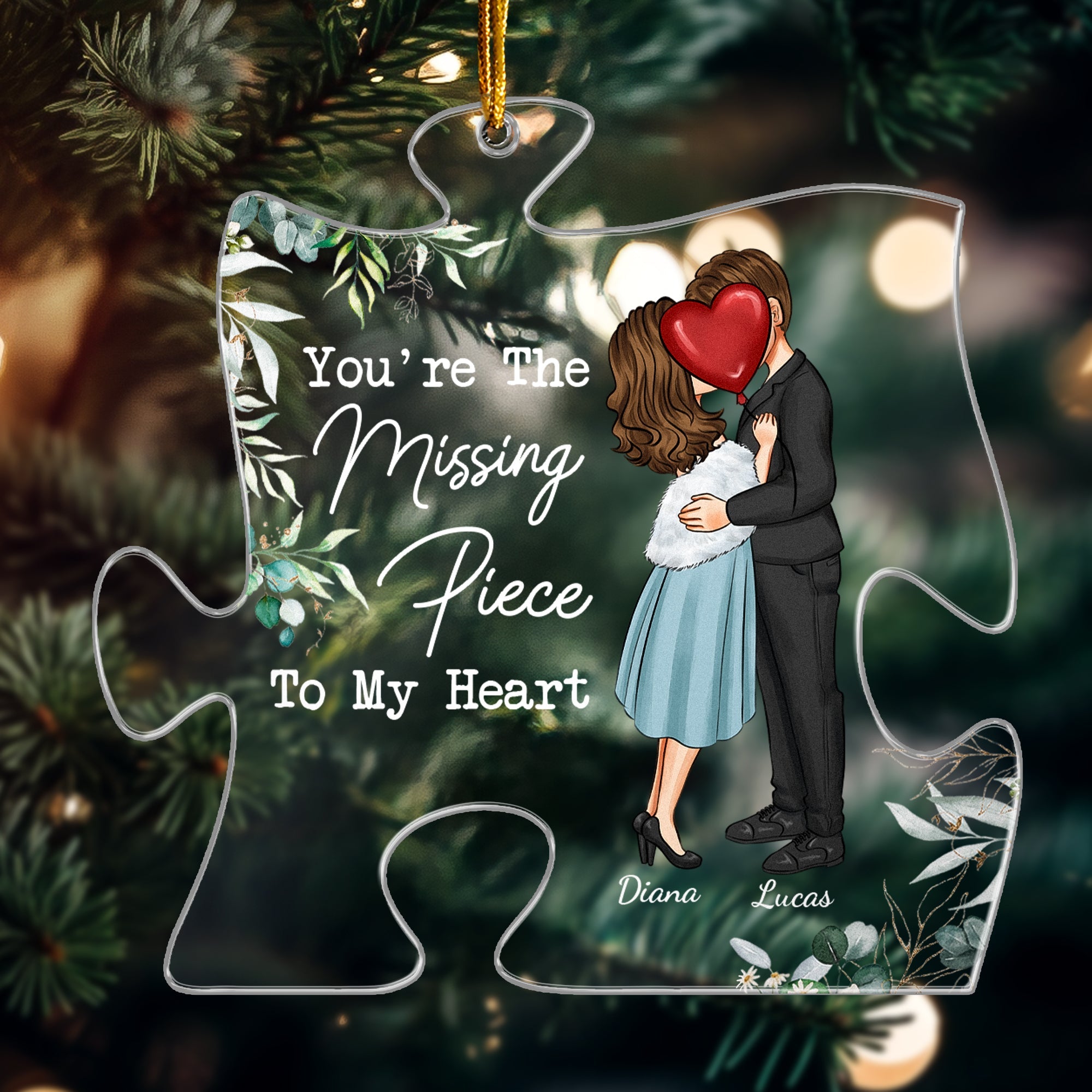 The Missing Piece To My Heart Couples - Personalized Acrylic Ornament