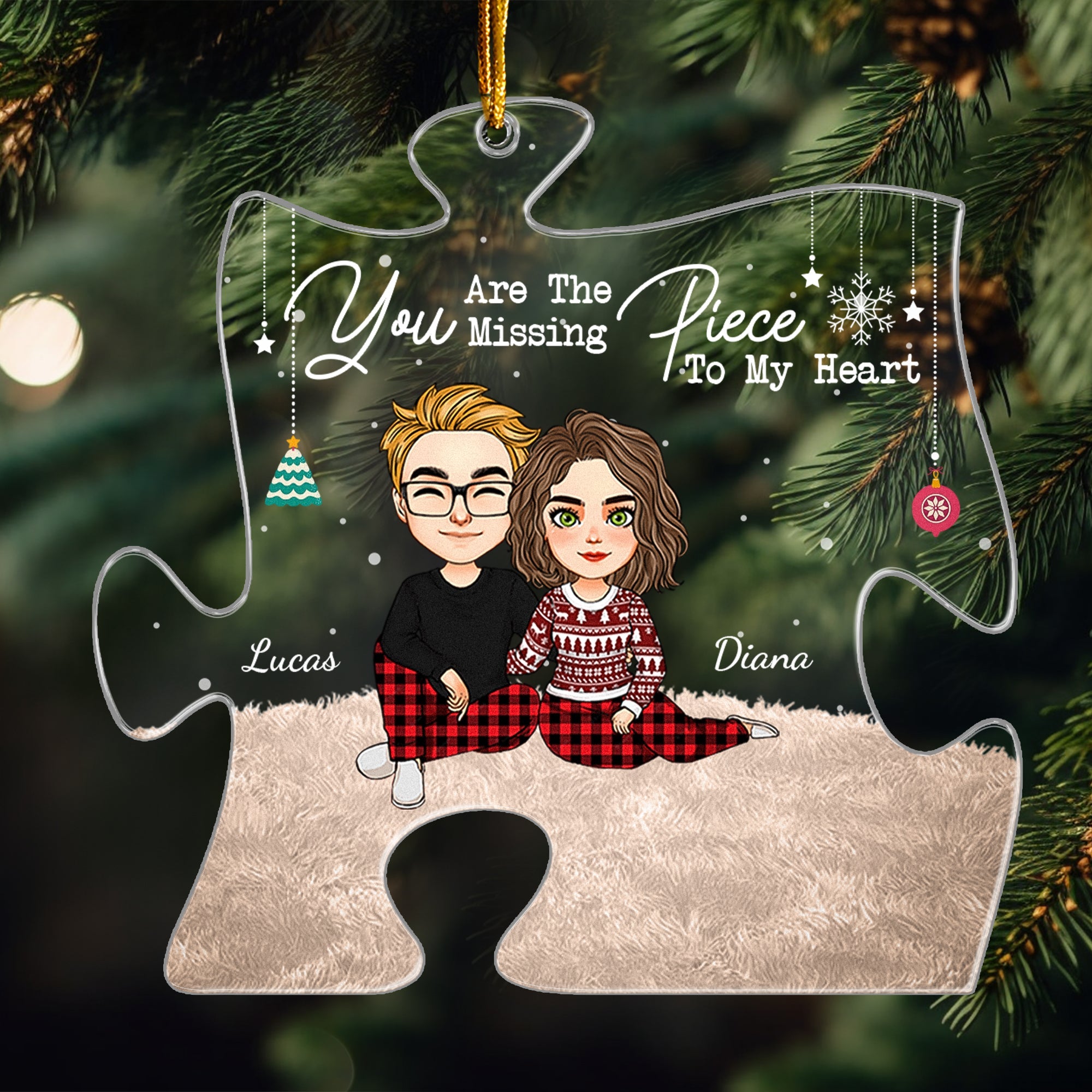 The Missing Piece To My Heart Couples - Personalized Acrylic Ornament