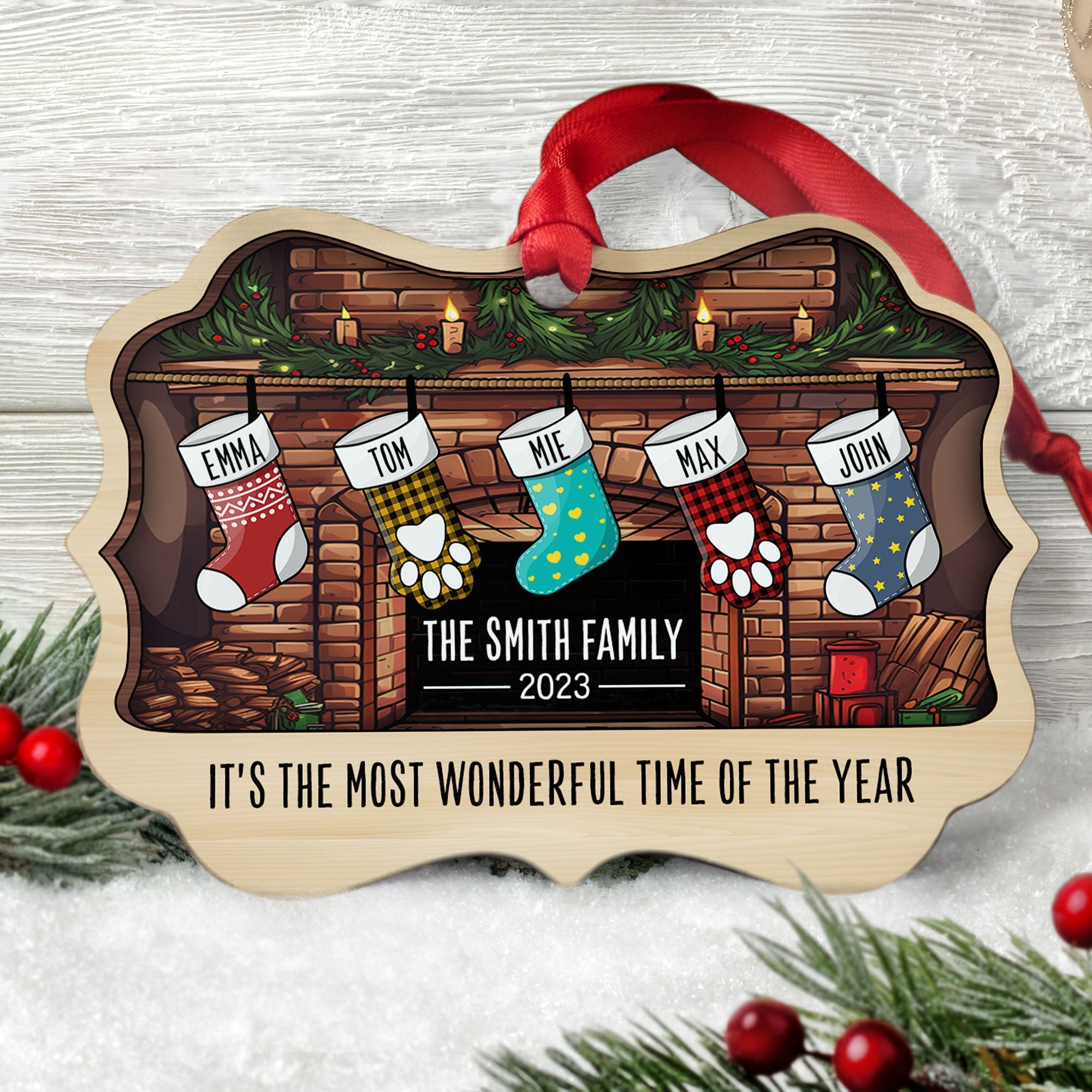 The Most Wonderful Time - Personalized Aluminum/Wooden Ornament