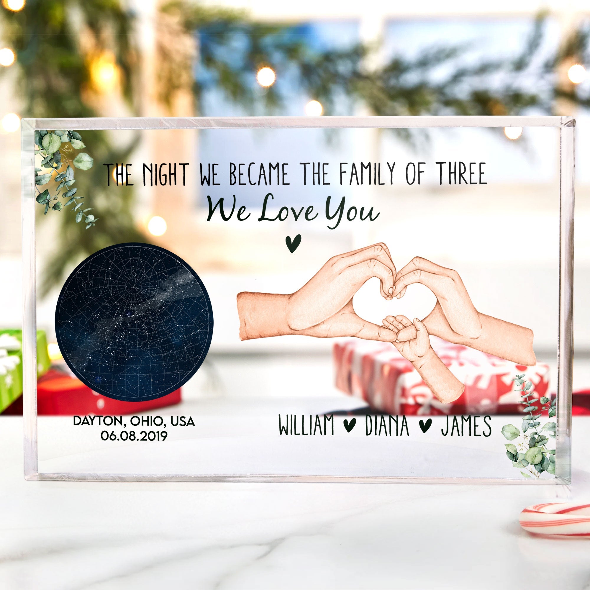 The Night We Became The Family Of Three/ Four/ Five/ Six - Personalized Acrylic Plaque