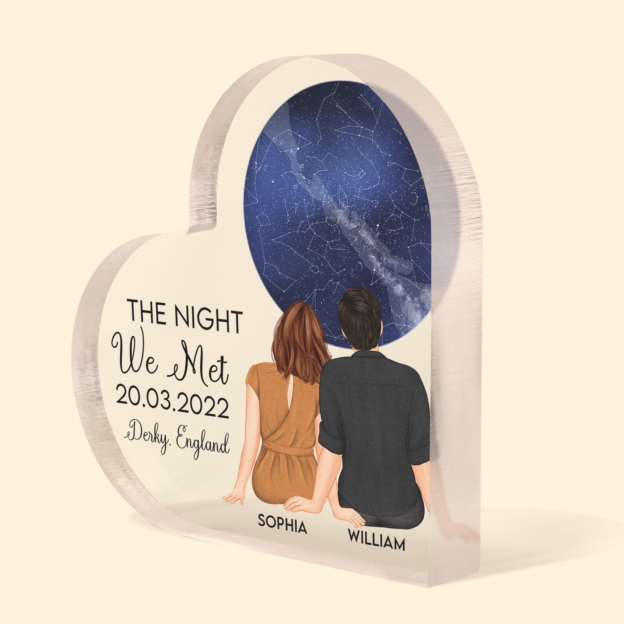 The Night We Met Custom Star Map - Personalized Heart Shaped Acrylic Plaque