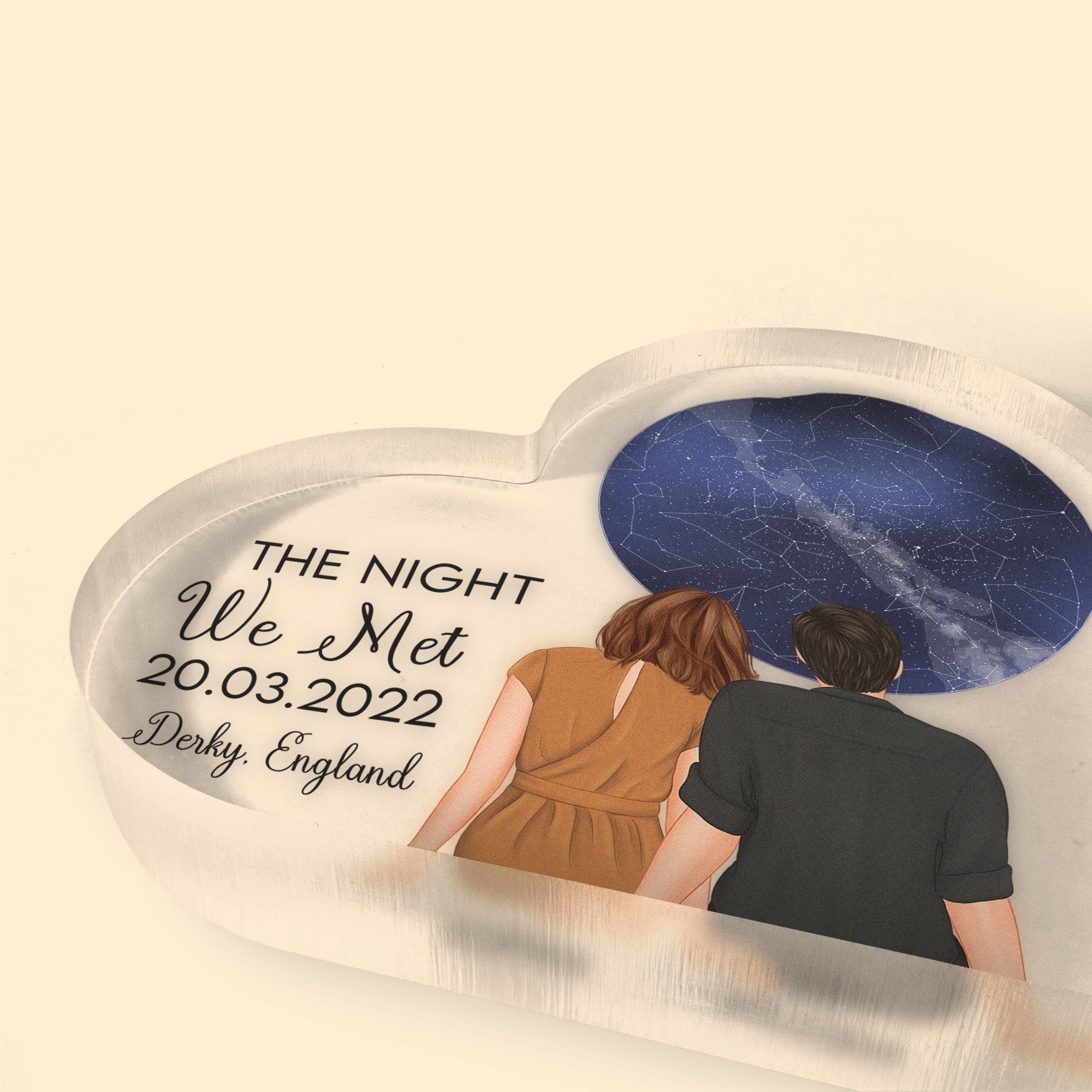 The Night We Met Custom Star Map - Personalized Heart Shaped Acrylic Plaque