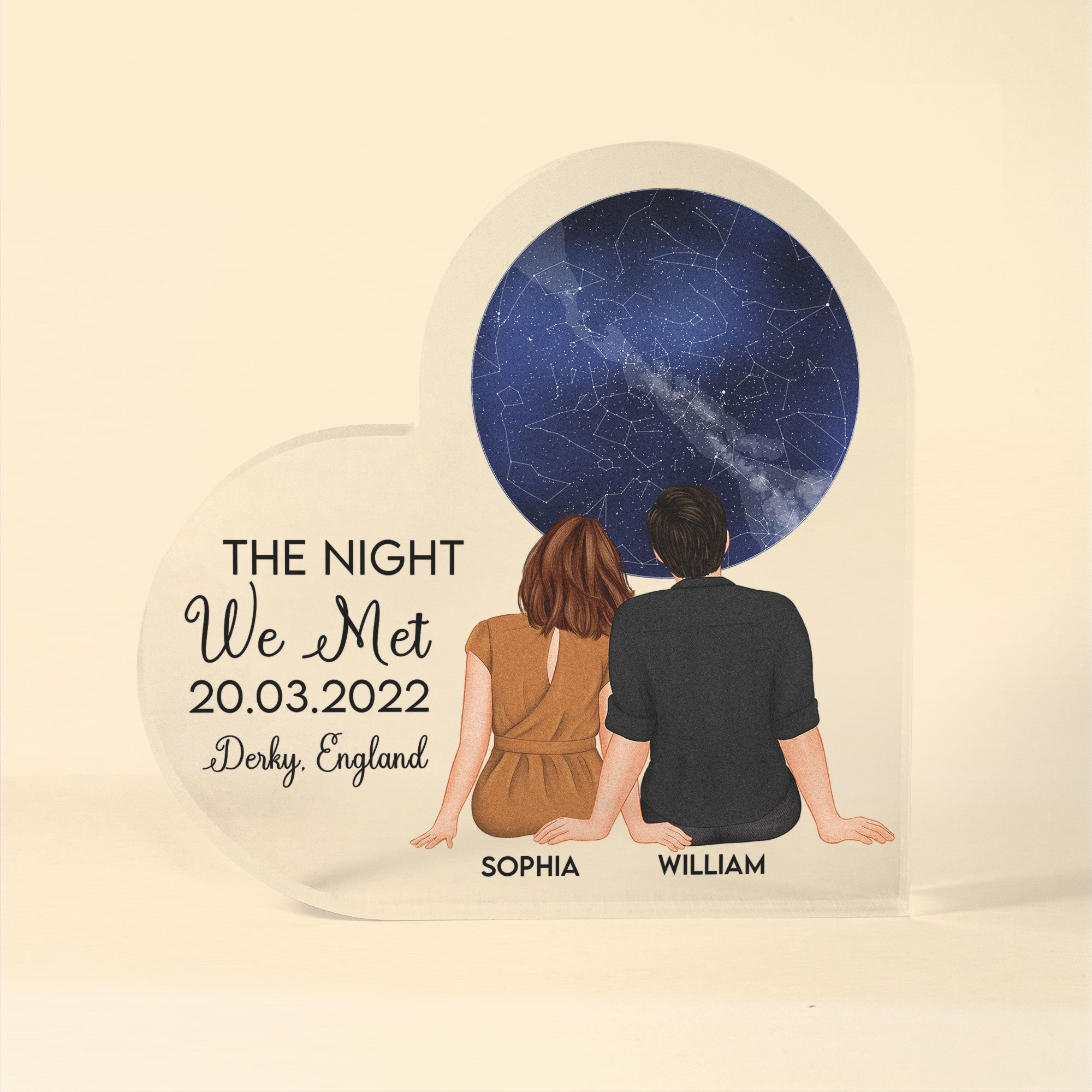 The Night We Met Custom Star Map - Personalized Heart Shaped Acrylic Plaque