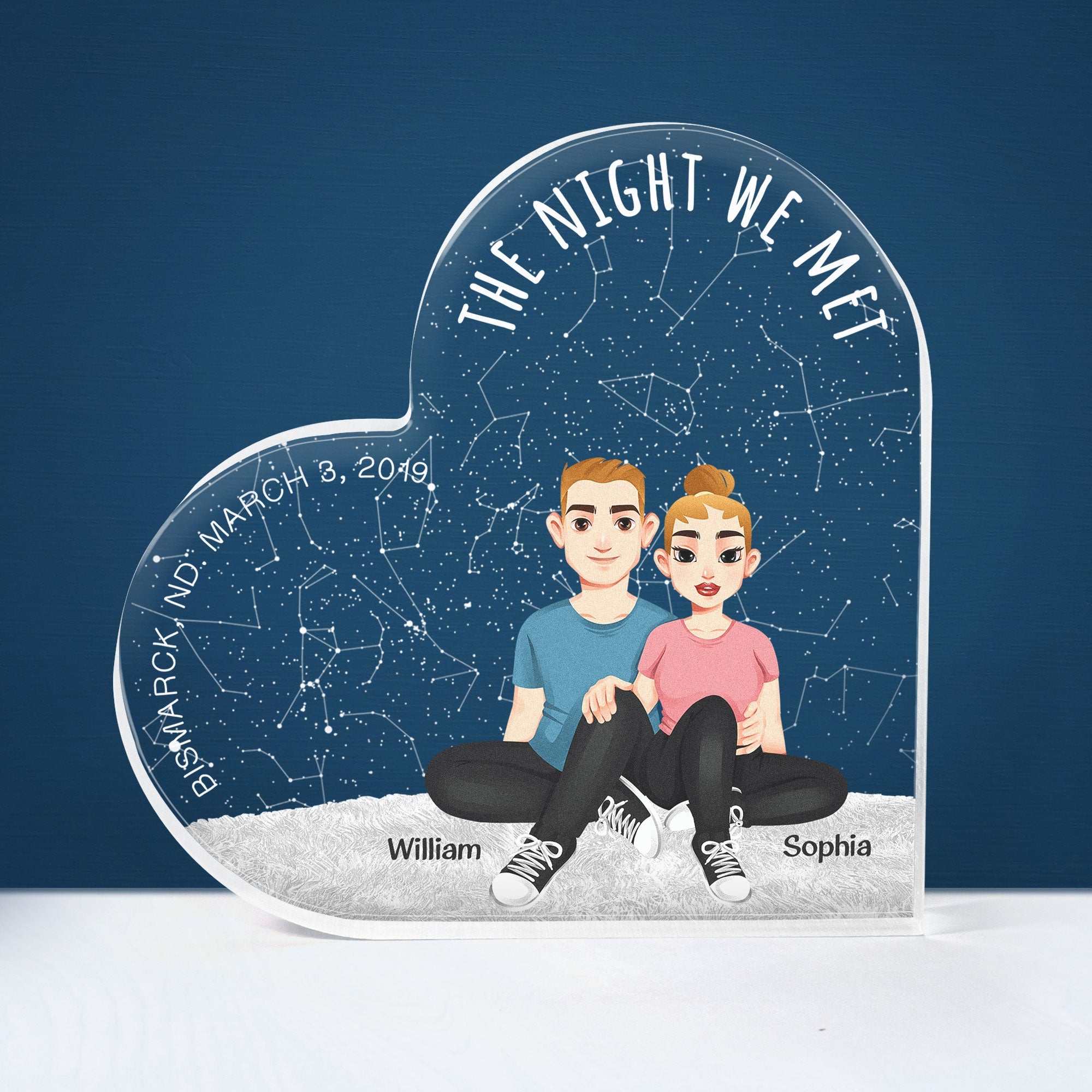 The Night We Met Star Map - Personalized Heart Shaped Acrylic Plaque