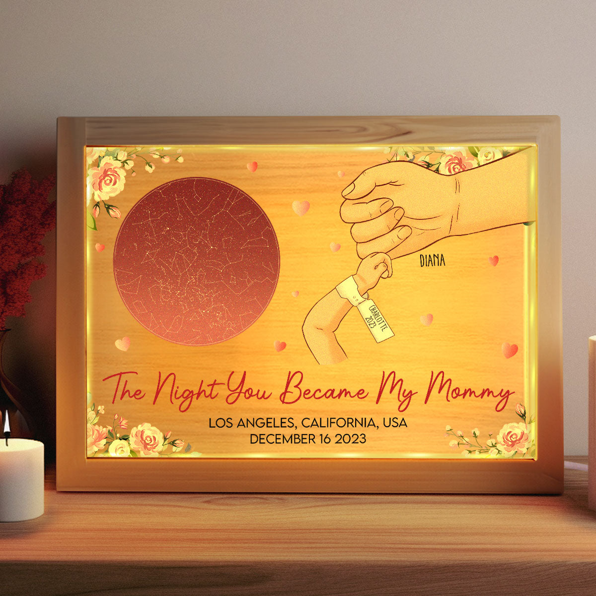 The Night You Became My Mommy 1St Mother's Day - Personalized Frame Light Box