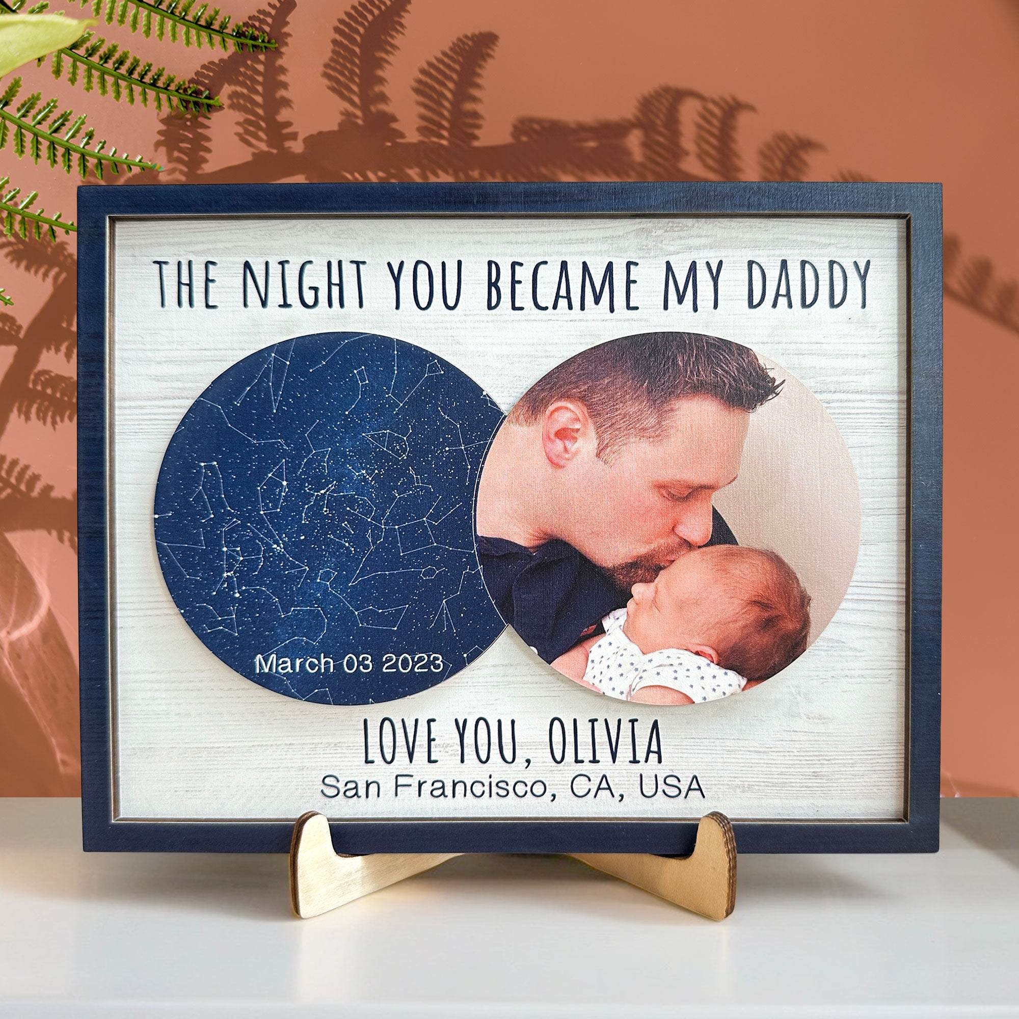 The Night You Became My Daddy - Personalized 2 Layers Wooden Photo Plaque