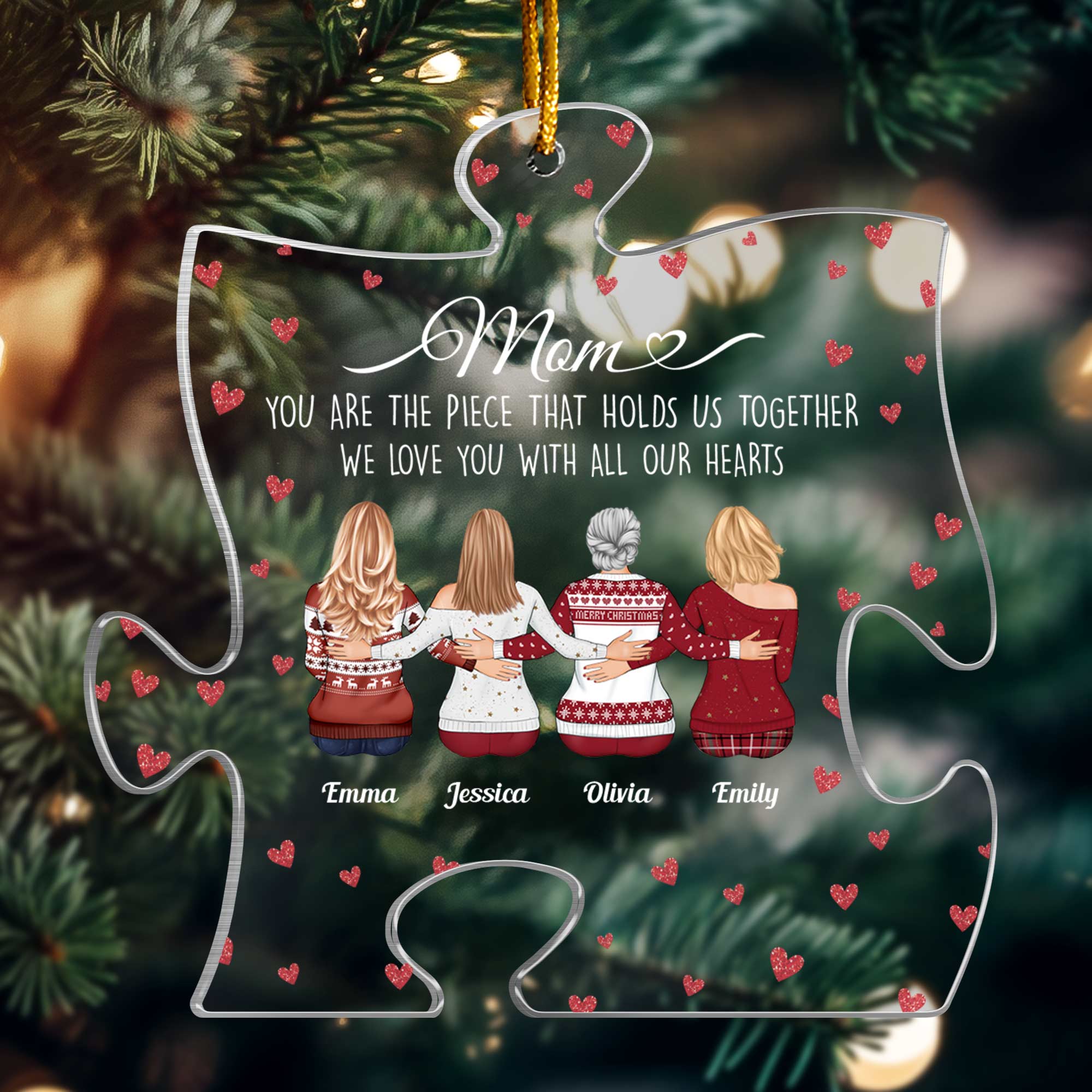 The Piece That Holds Us Together - Personalized Puzzle Shaped Acrylic Ornament