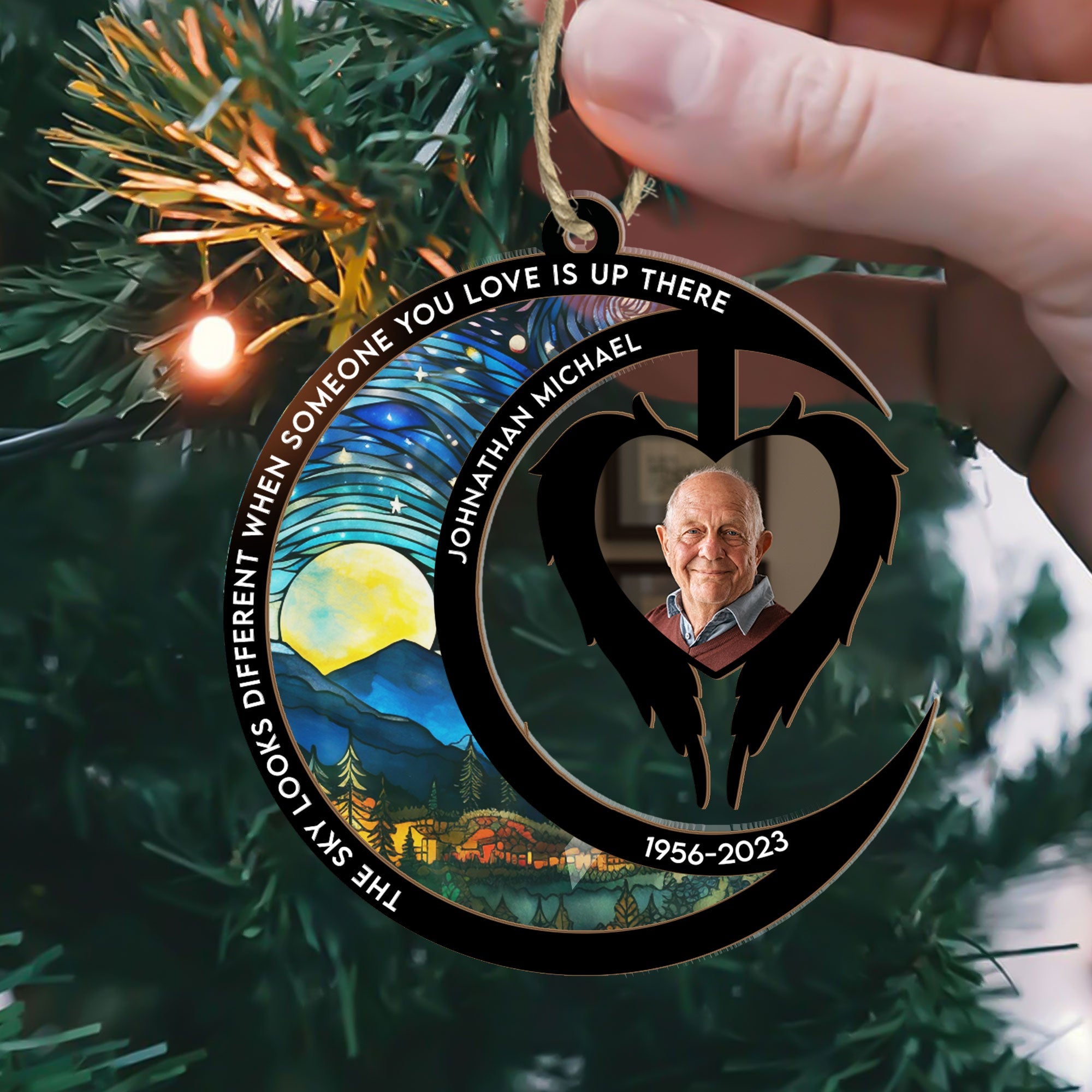 The Sky Looks Different When Someone You Love Is Up There - Personalized Suncatcher Photo Ornament