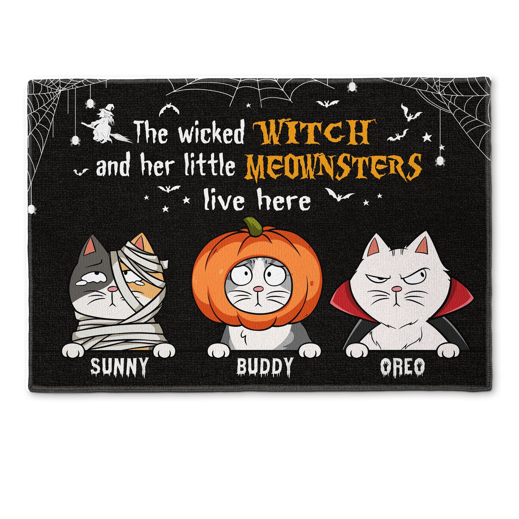 The Wicked Witch And Her Little Meownsters Live Here - Personalized Doormat