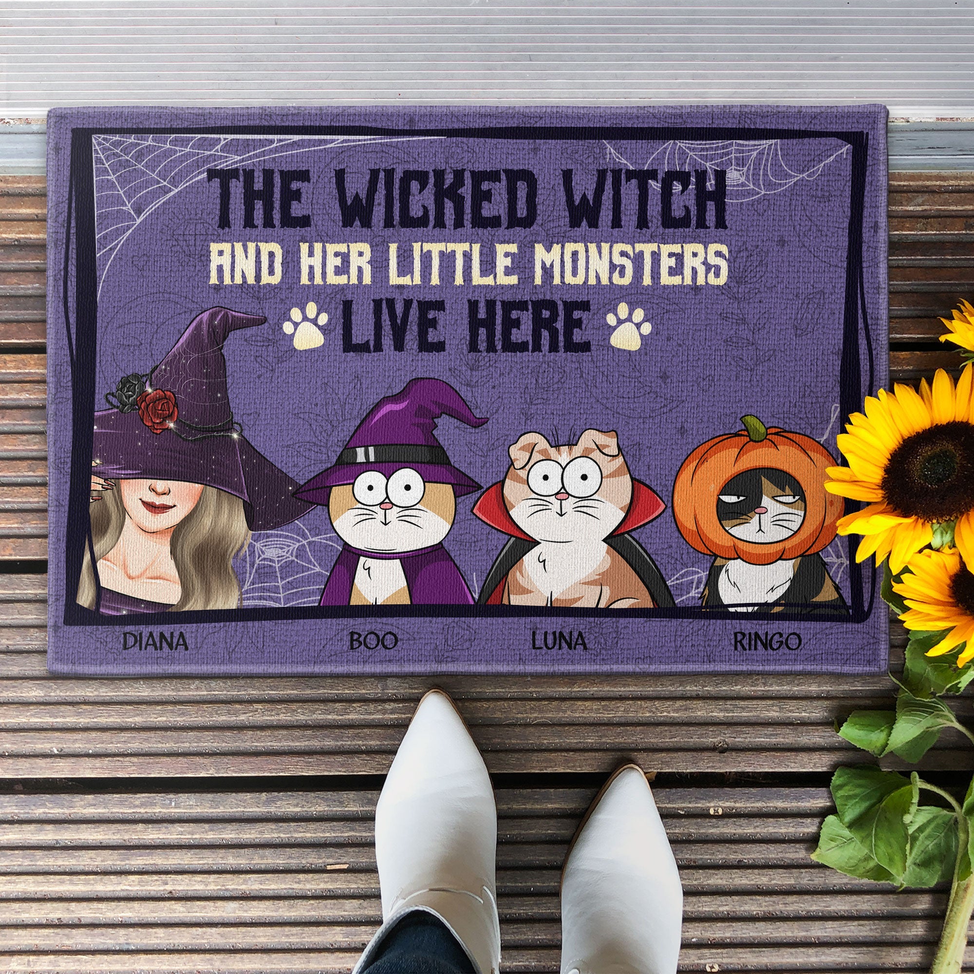 The Wicked Witch And Her Little Monsters Live Here - Personalized Doormat