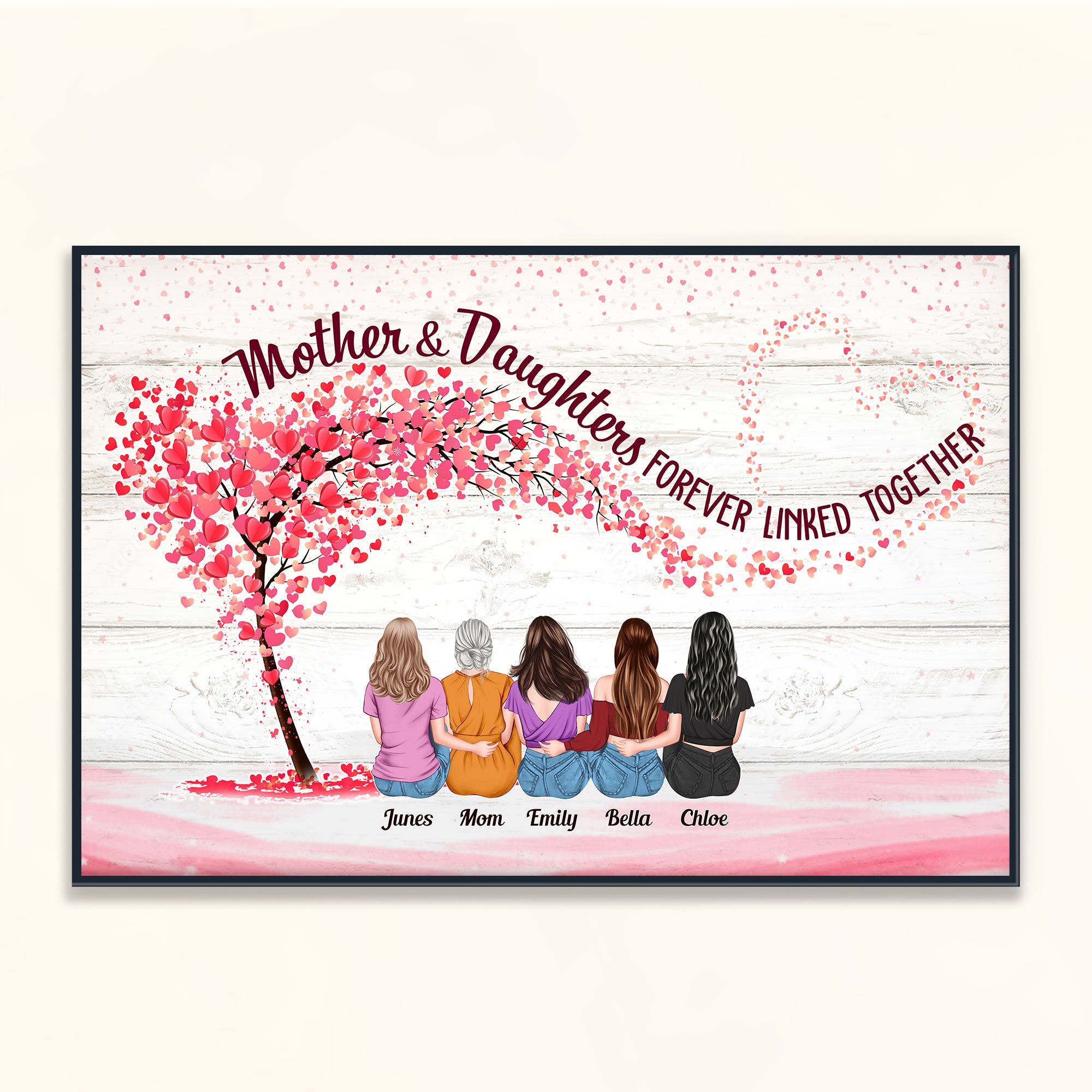 Mother & Daughters Forever Linked Together - Personalized Wrapped Canvas