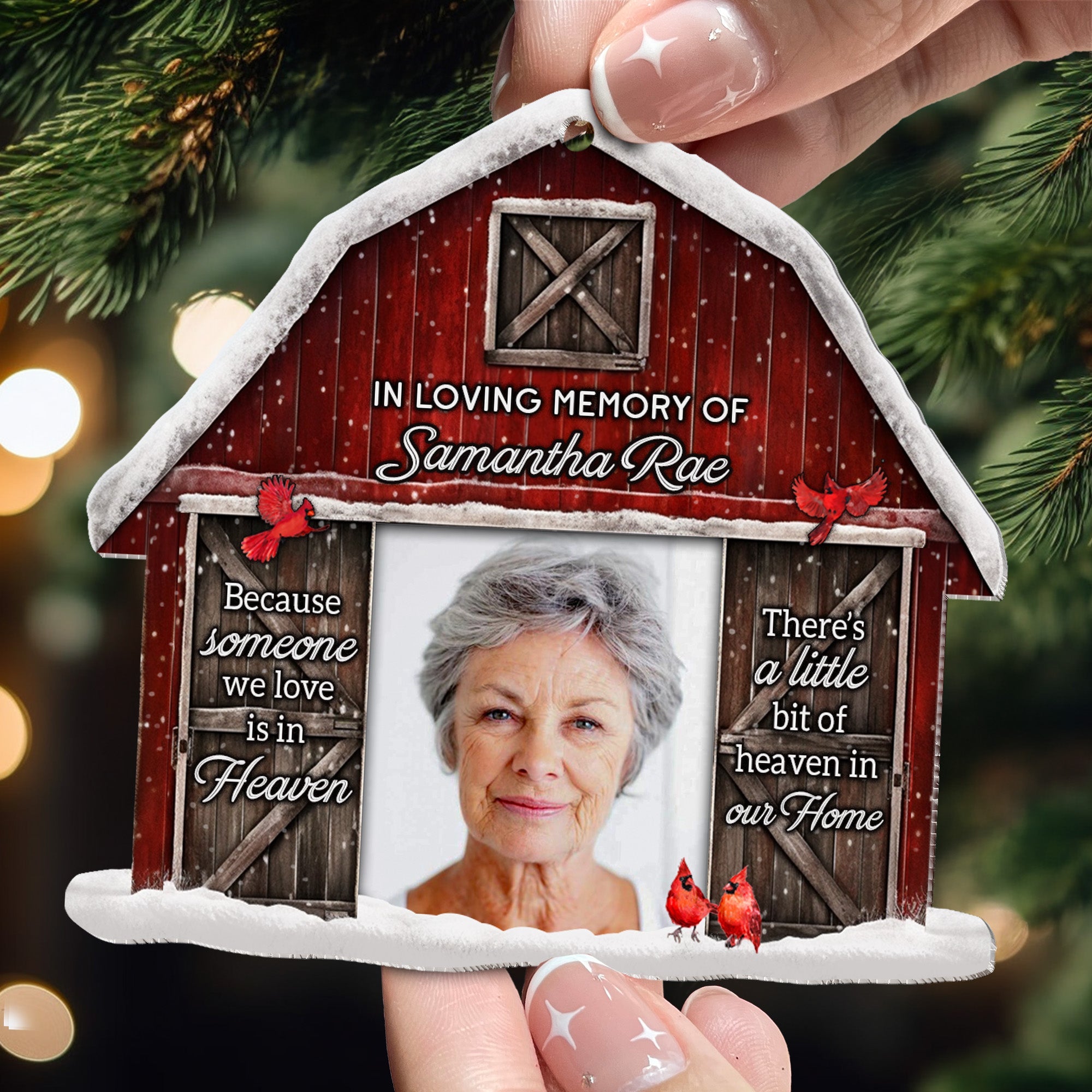 There Is A Little Bit Of Heaven In Our Home - Personalized Acrylic Photo Ornament