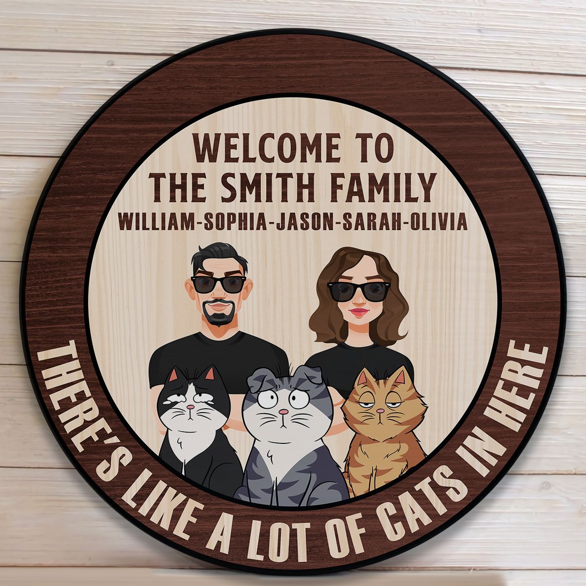 There's Like A Lot Of Cats In Here - Personalized Wood Wreath