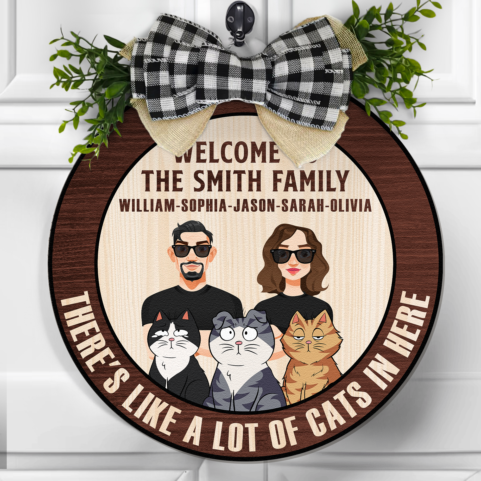 There's Like A Lot Of Cats In Here - Personalized Wood Wreath