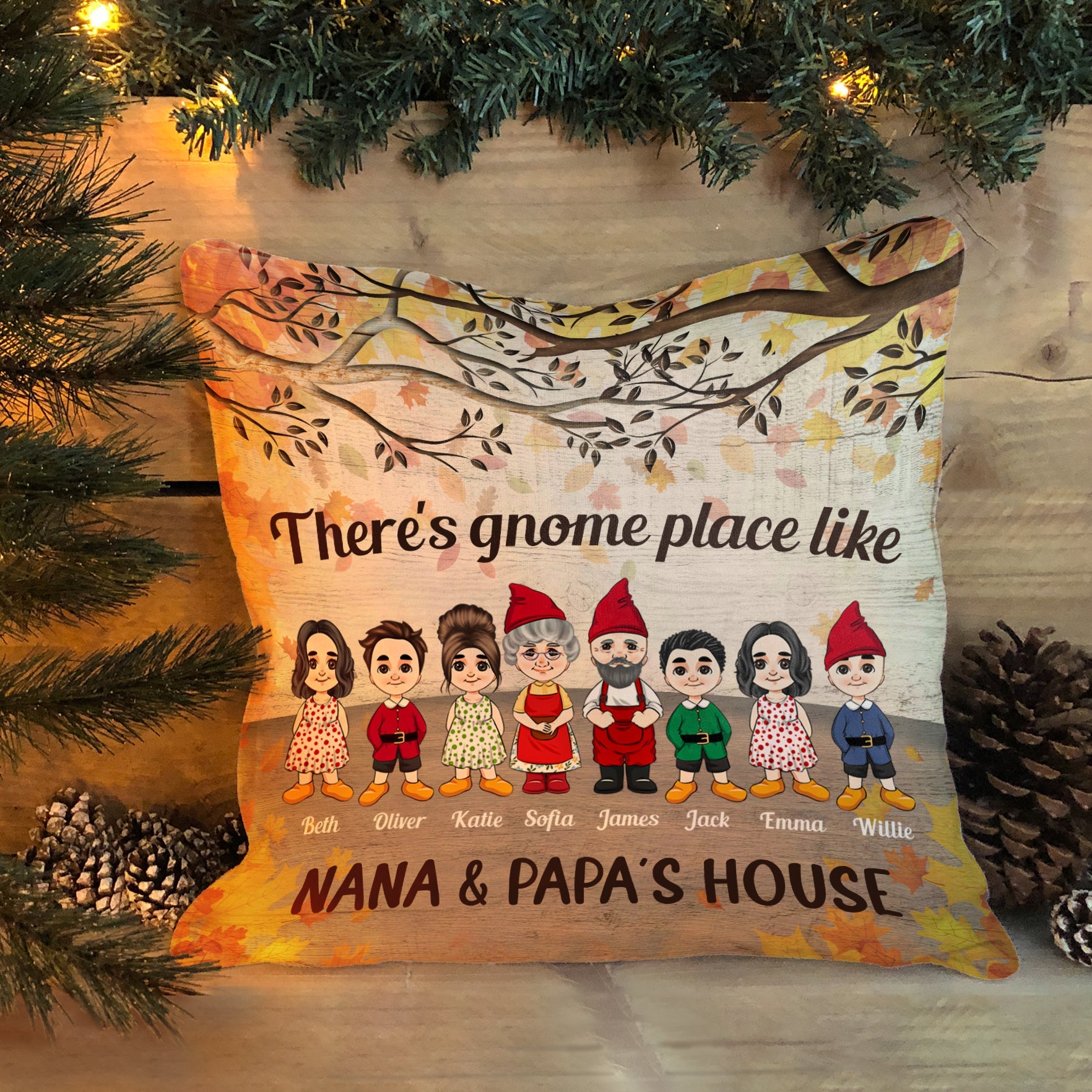 There's Gnome Place Like Home - Personalized Pillow (Insert Included) - Christmas Gift For Family