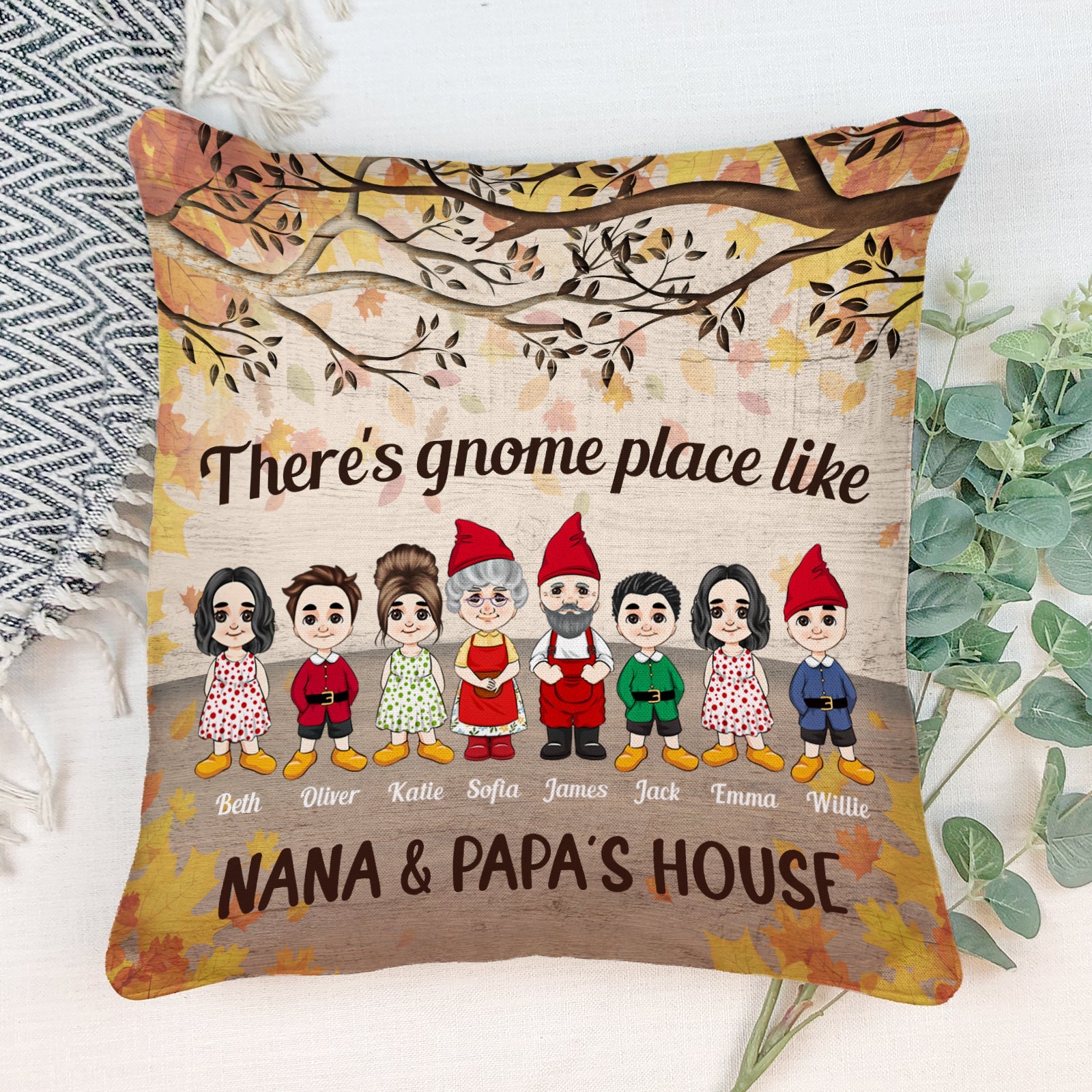 There's Gnome Place Like Home - Personalized Pillow (Insert Included) - Christmas Gift For Family