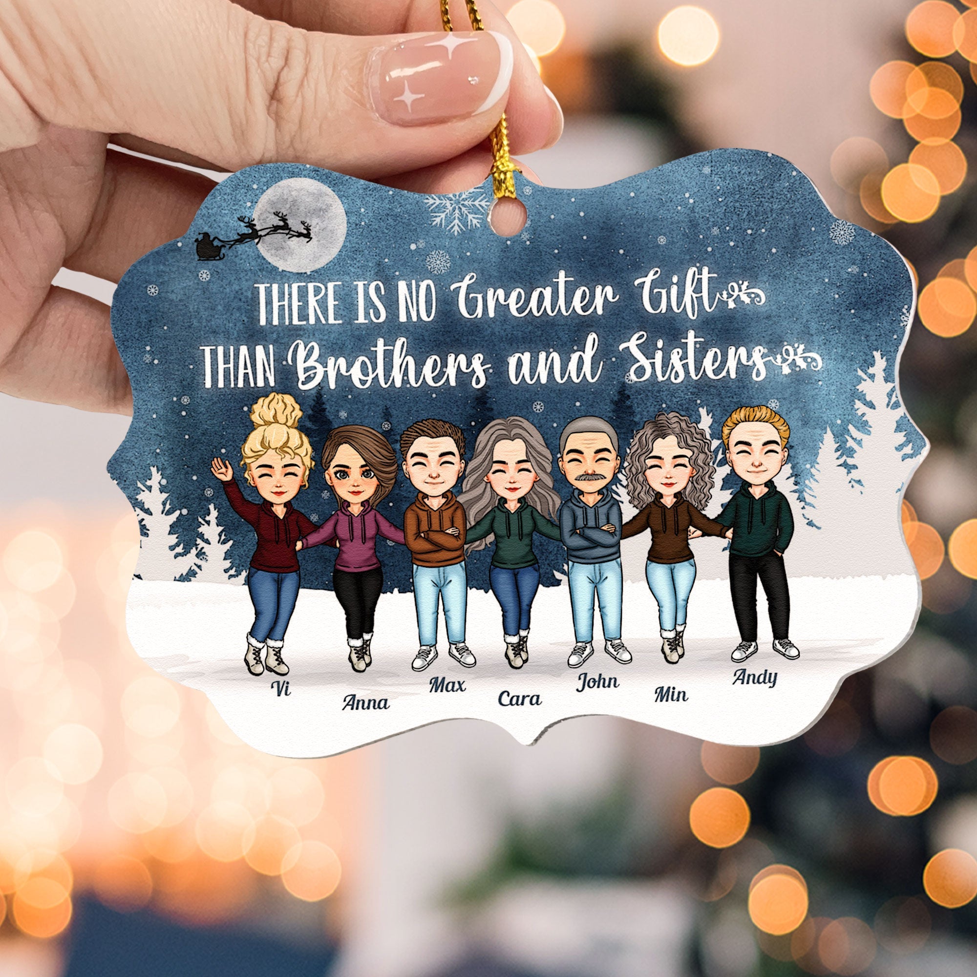 There's No Greater Gift Than Siblings - Personalized Aluminum/Wooden Ornament - Christmas Gift For Siblings, Family Members