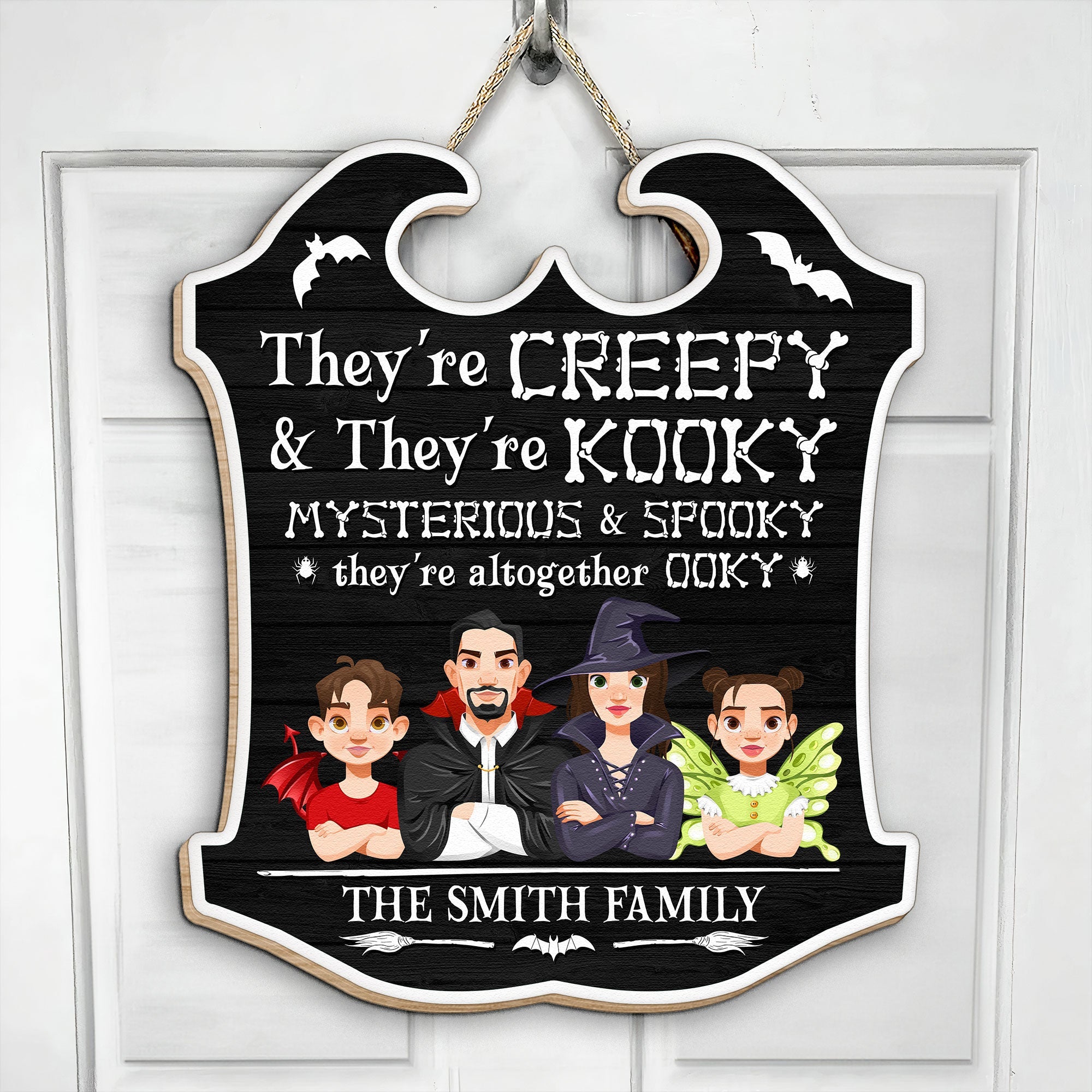 They're Spooky And They're Kooky - Personalized Custom Shaped Wood Sign