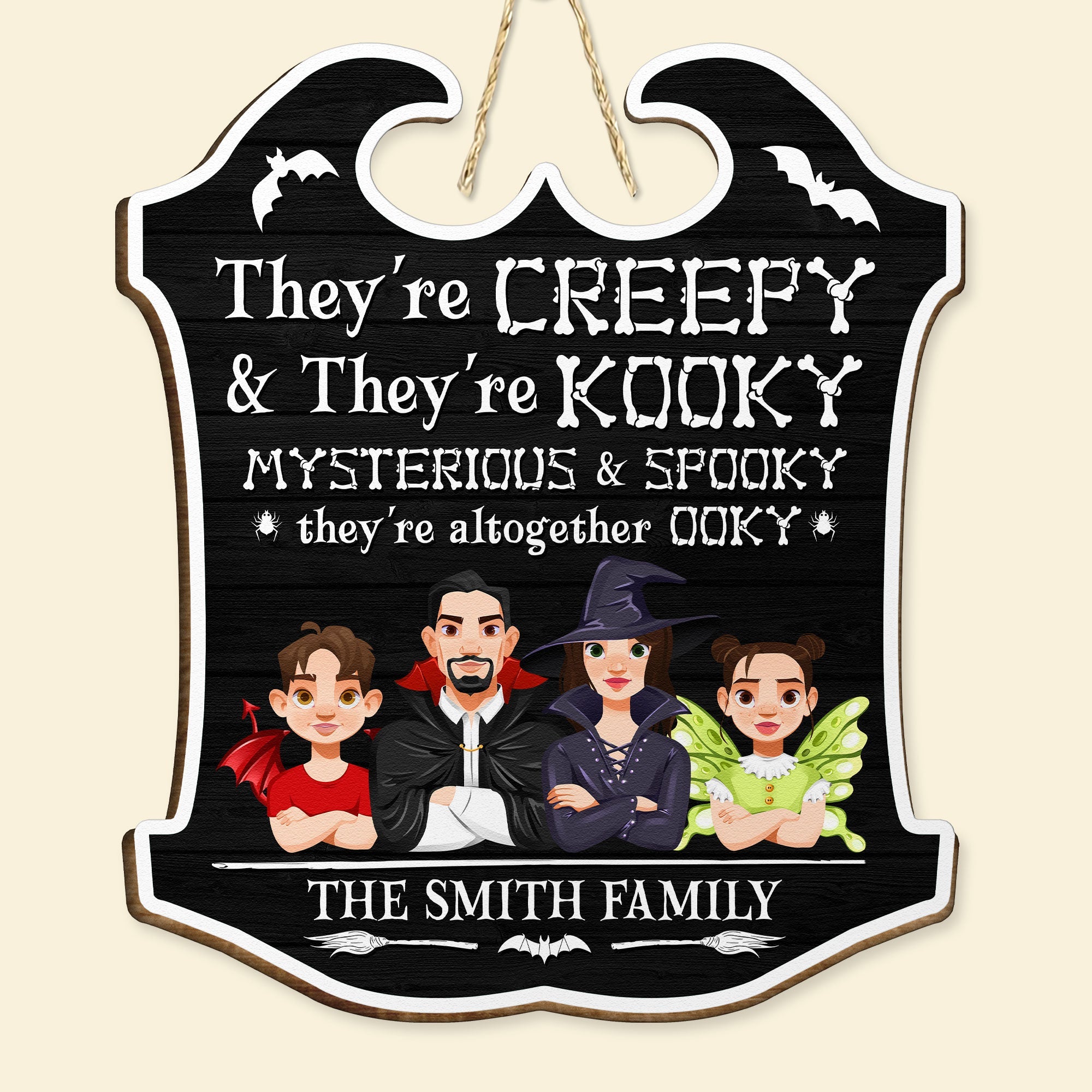 They're Spooky And They're Kooky - Personalized Custom Shaped Wood Sign