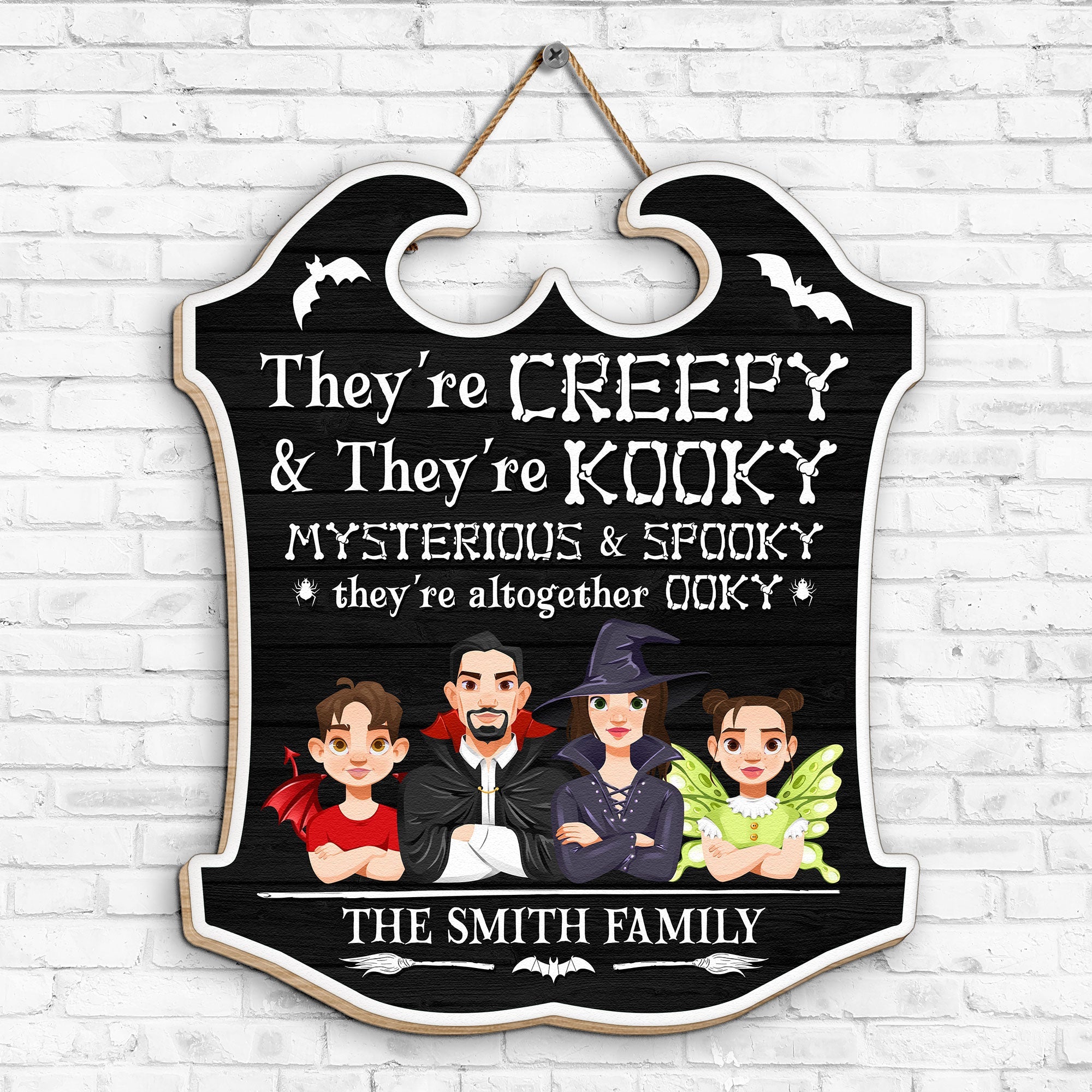 They're Spooky And They're Kooky - Personalized Custom Shaped Wood Sign