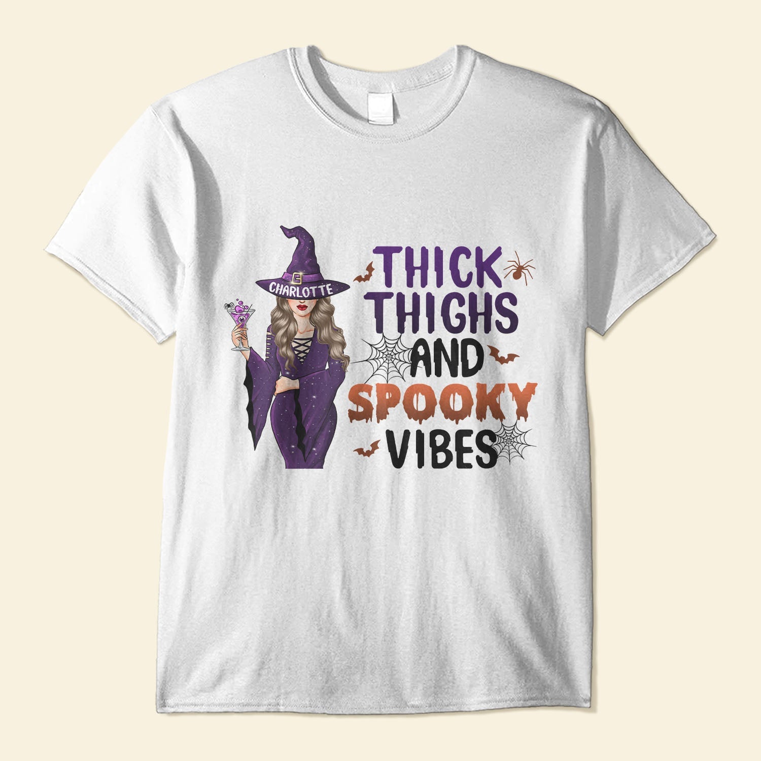 Thick Thighs And Spooky Vibes - Personalized Shirt - Halloween Gift For Witches