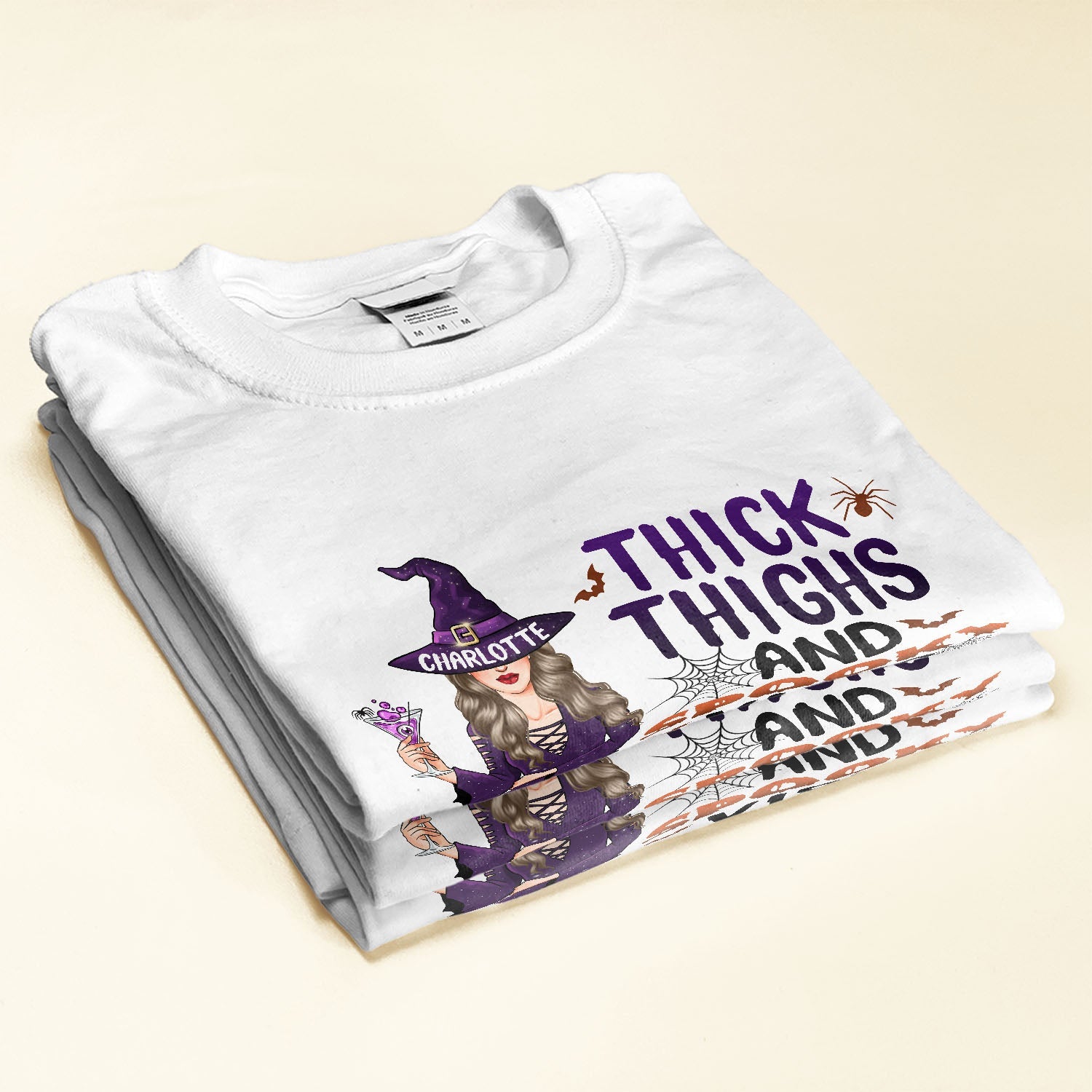 Thick Thighs And Spooky Vibes - Personalized Shirt - Halloween Gift For Witches