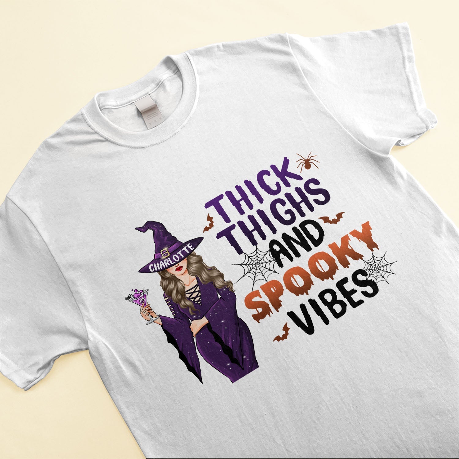 Thick Thighs And Spooky Vibes - Personalized Shirt - Halloween Gift For Witches