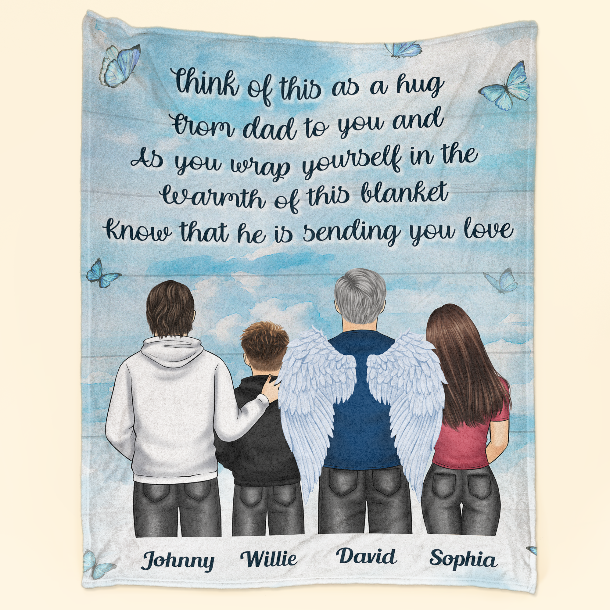 Think Of This As A Hug From Dad To You - Personalized Blanket