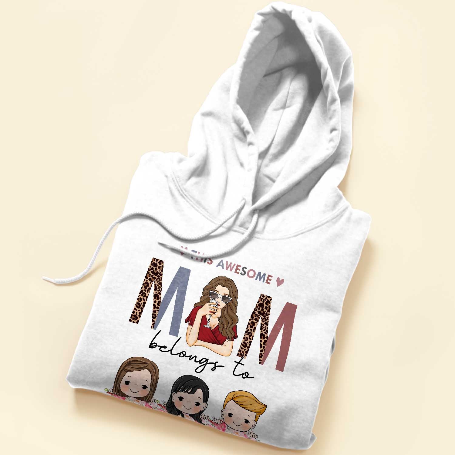 This Awesome Mom Belongs To - Personalized Shirt - Cute Kids Peeking