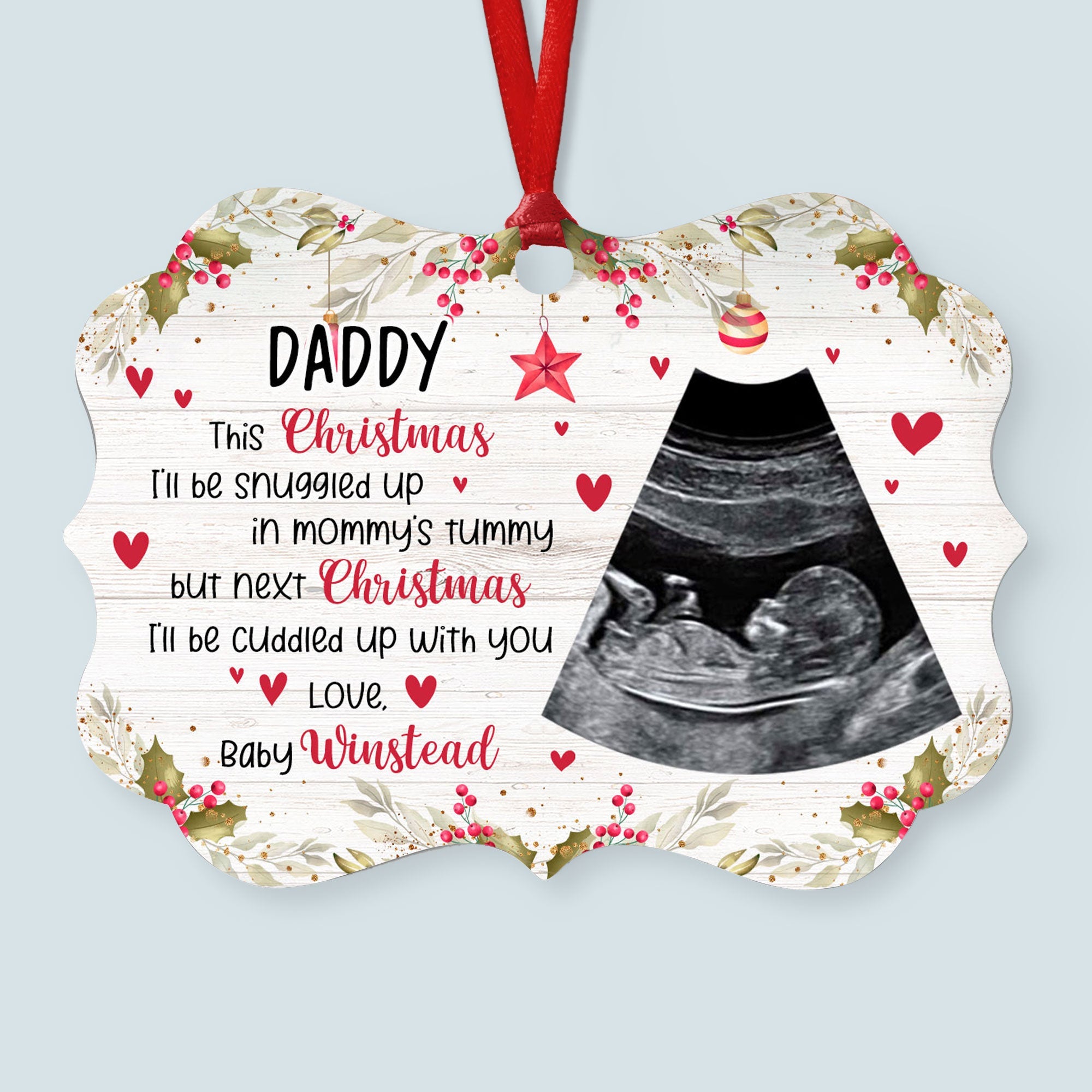 This Christmas, I'll Be Snuggled Up In Mommy's Tummy - Personalized Newborn Christmas Ornament