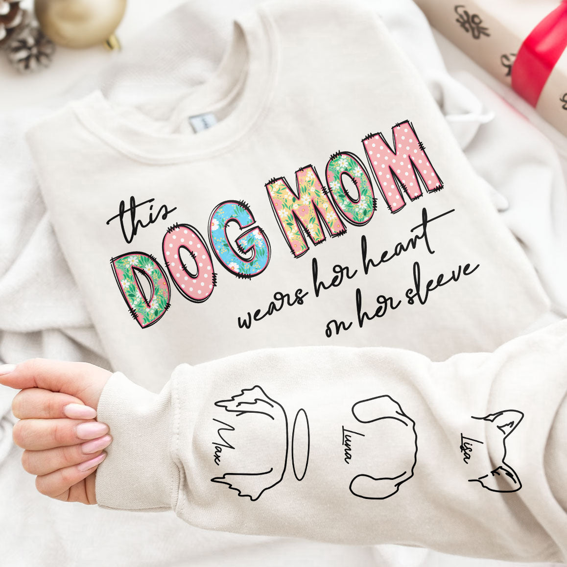 This Dogmom Wears Her Heart On Her Sleeve - Personalized Sweatshirt