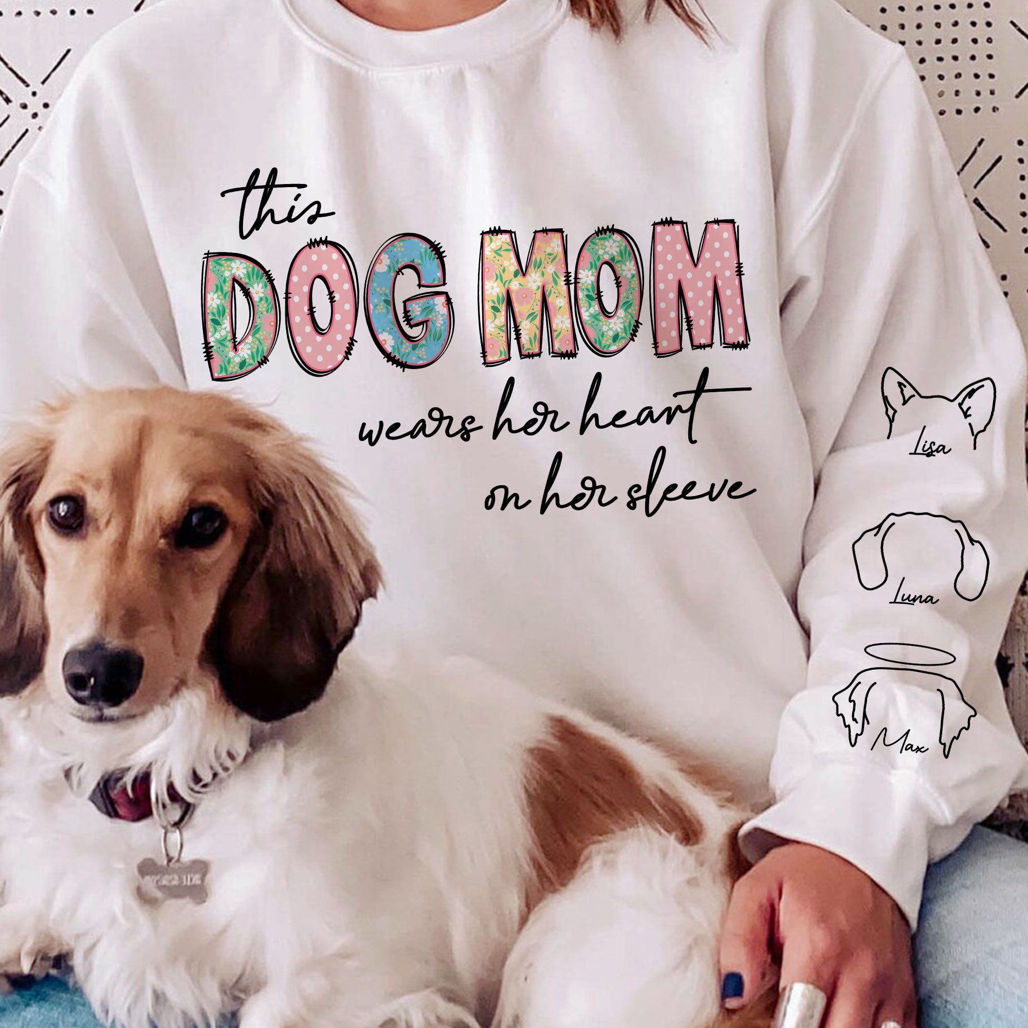 This Dogmom Wears Her Heart On Her Sleeve - Personalized Sweatshirt