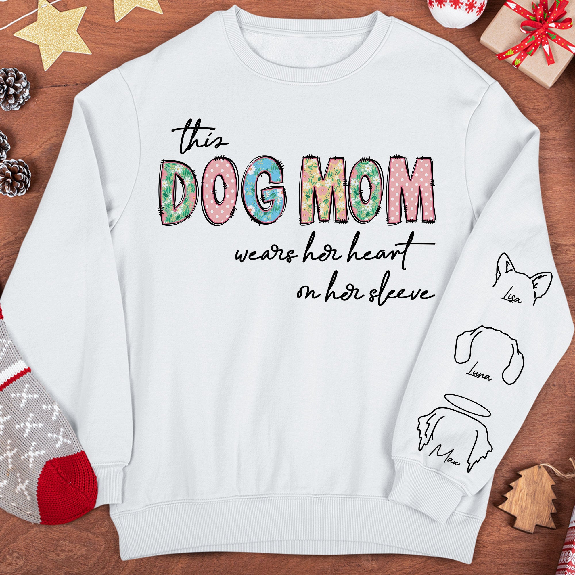 This Dogmom Wears Her Heart On Her Sleeve - Personalized Sweatshirt