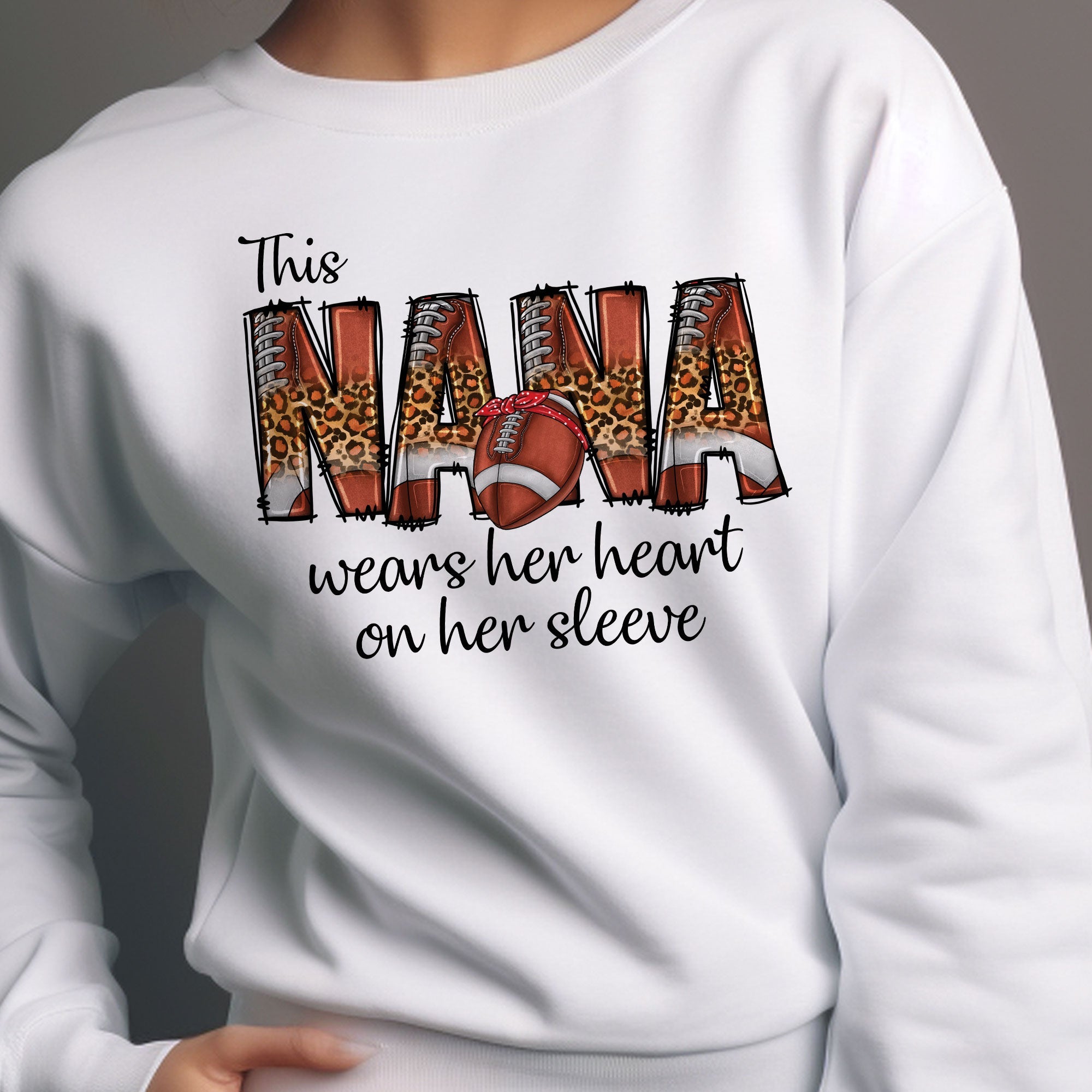 This Football Mom Wear Her Heart On Her Sleeve - Personalized Sweatshirt