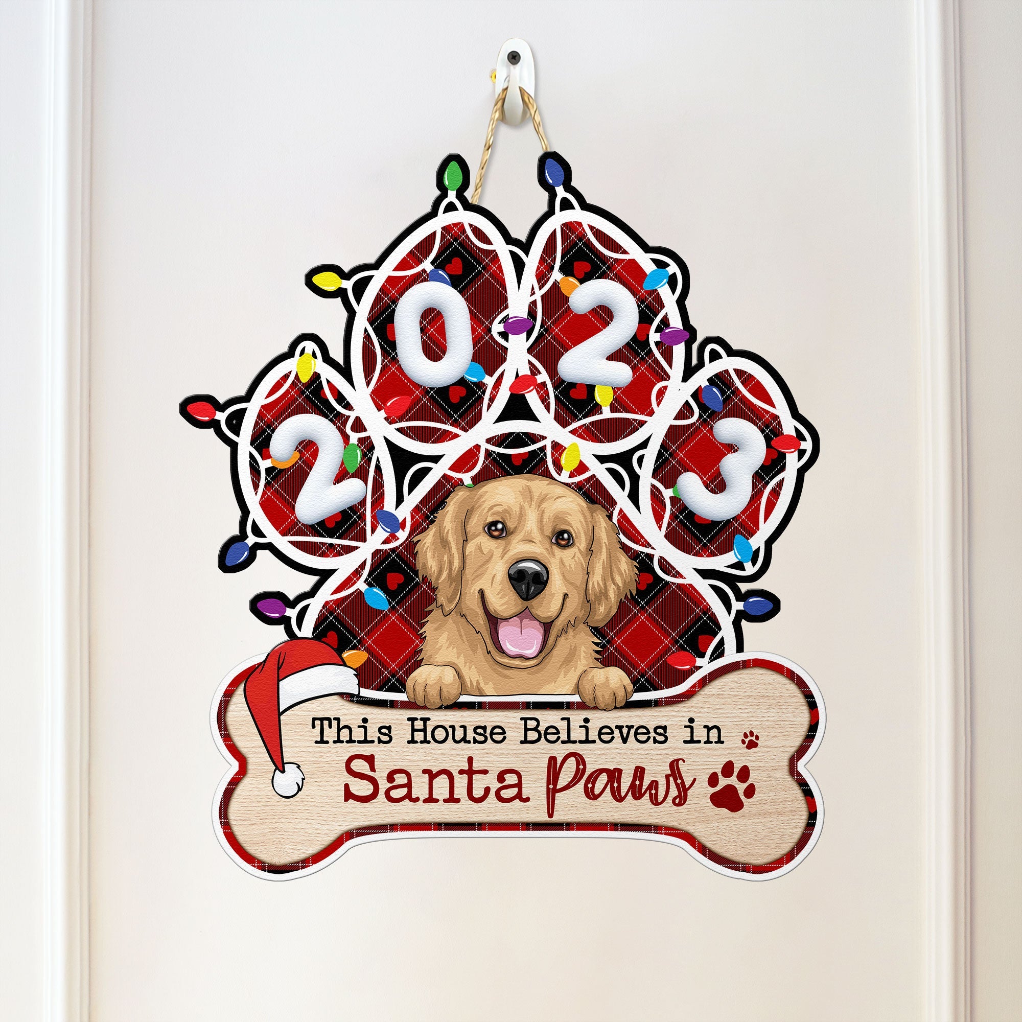 This House Believes In Santa Paws - Personalized Wood Sign