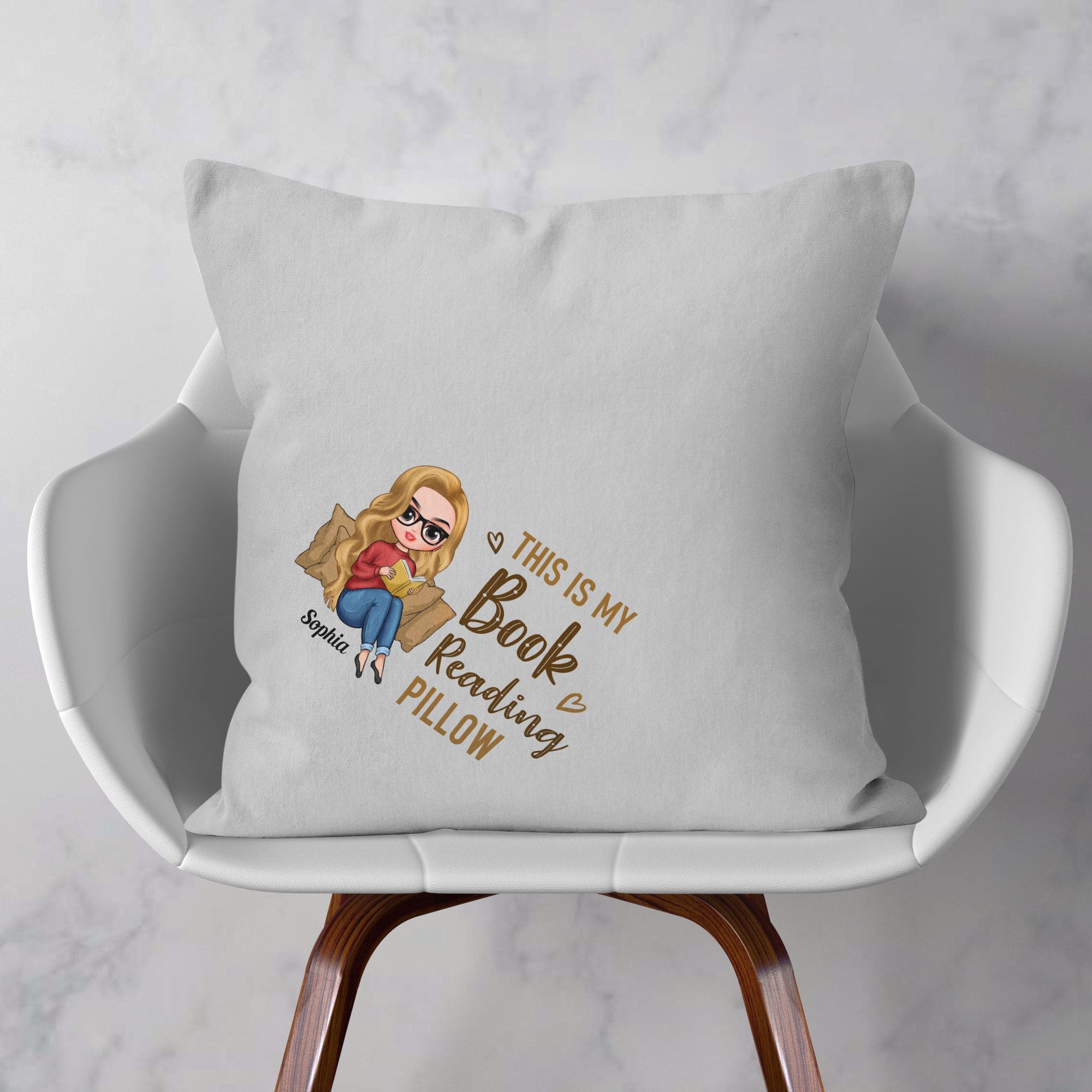 This Is My Book Reading Pillow - Personalized Pillow (Insert Included) - Birthday, Christmas, New Year Gift For Book Lovers, Friends, Her, Girl, Woman