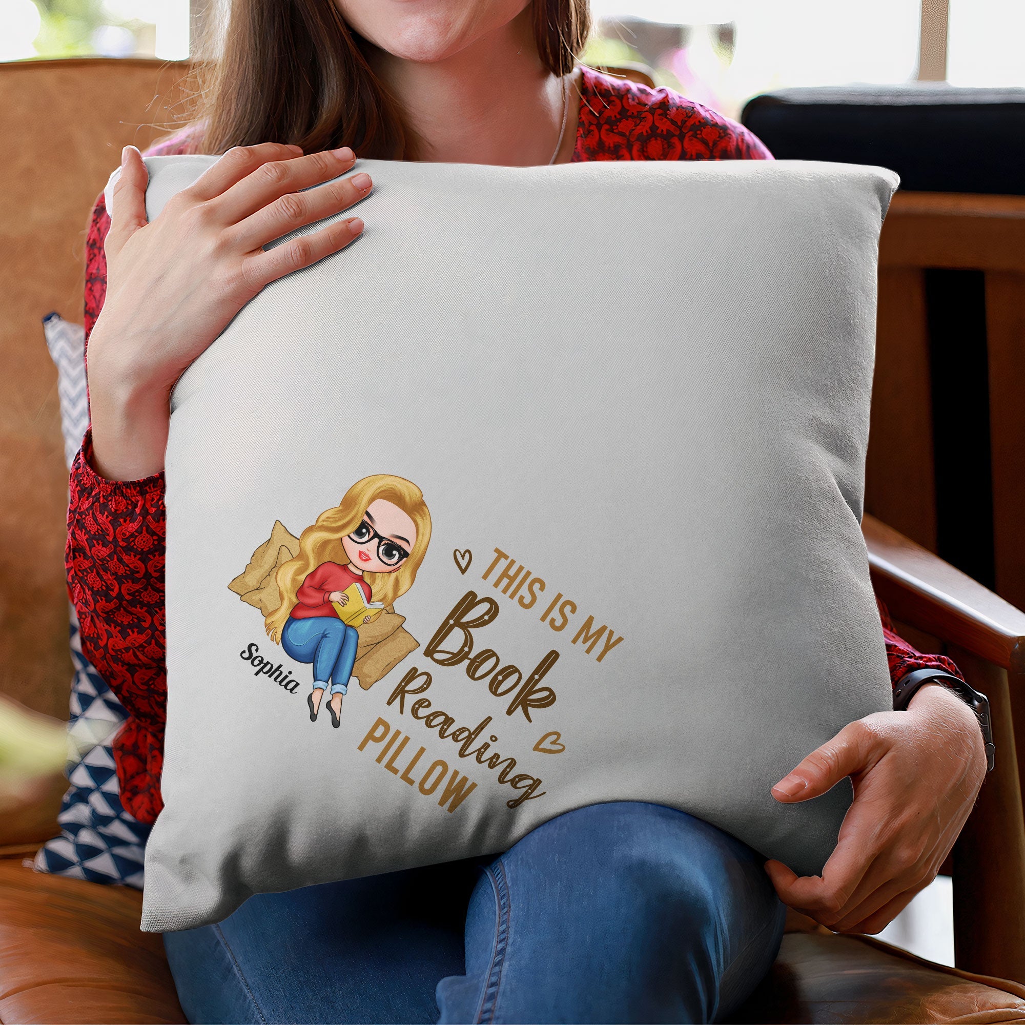 This Is My Book Reading Pillow - Personalized Pillow (Insert Included) - Birthday, Christmas, New Year Gift For Book Lovers, Friends, Her, Girl, Woman