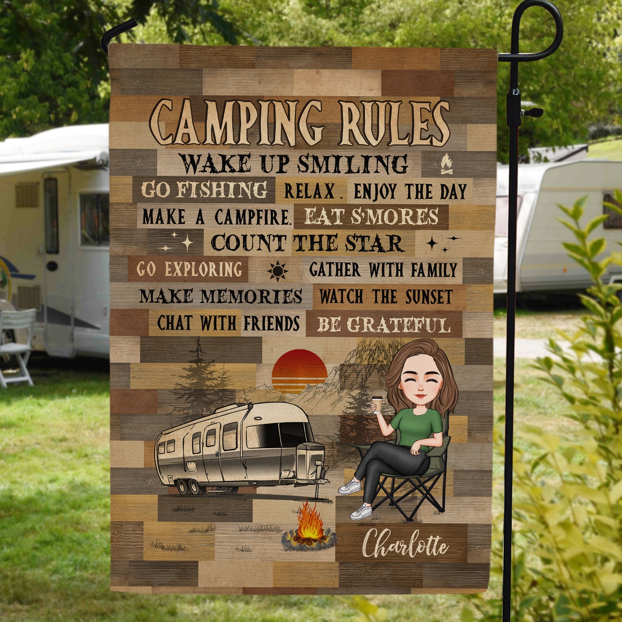 This Is My Camping Rules - Personalized Flag