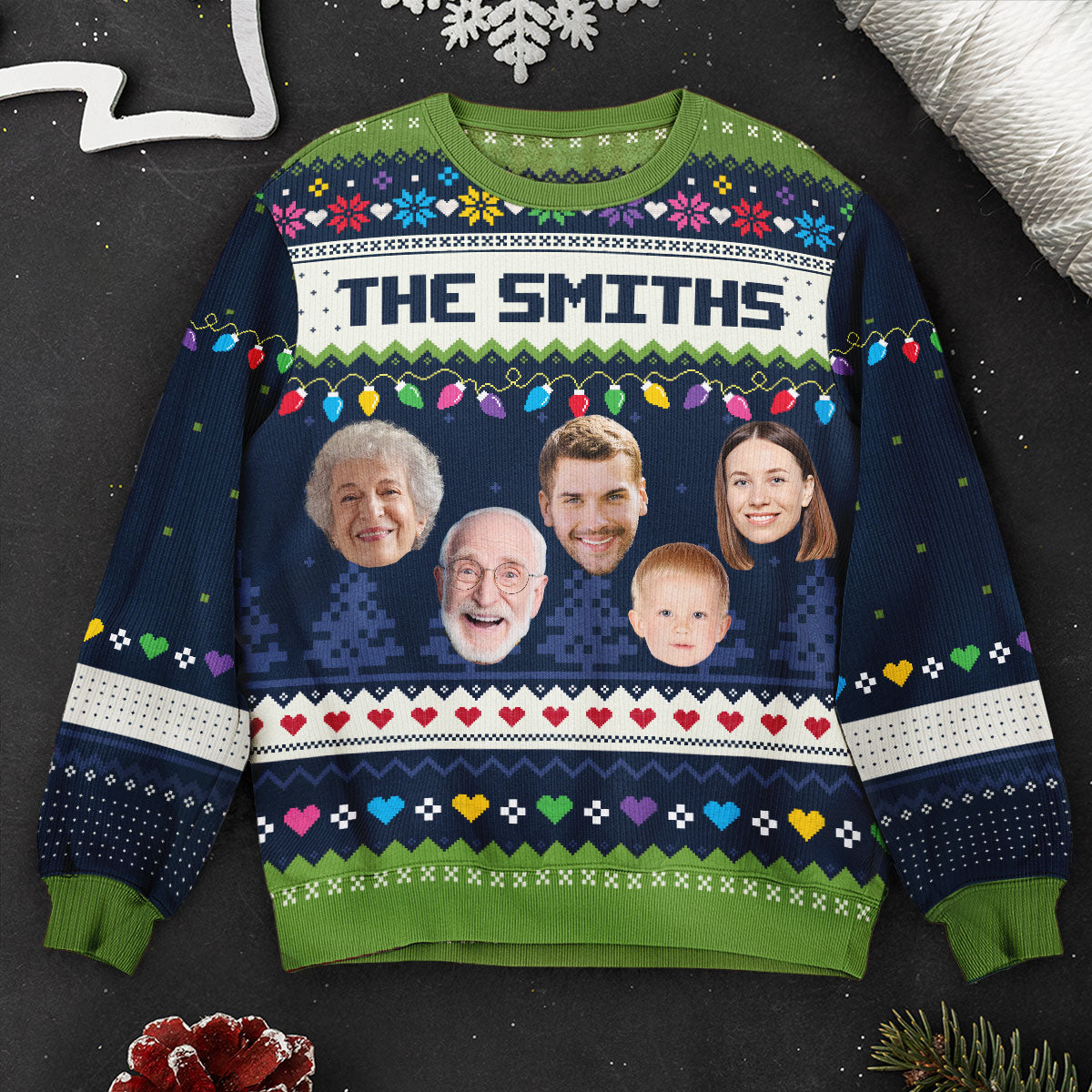 The Family - Personalized Photo Ugly Sweater