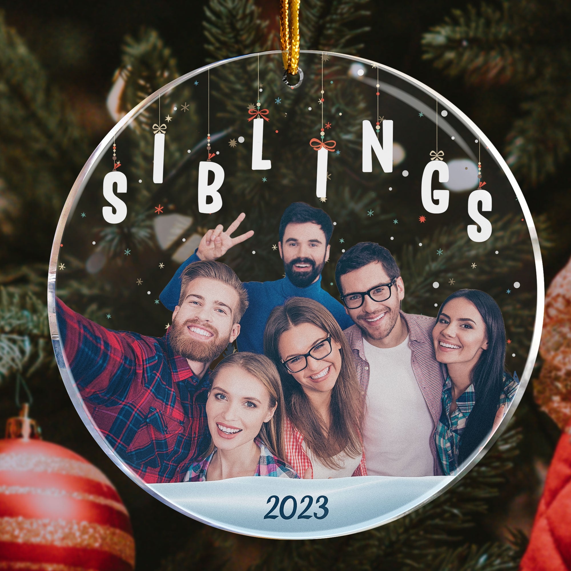 Family Sisters Brothers Siblings - Personalized Acrylic Photo Ornament