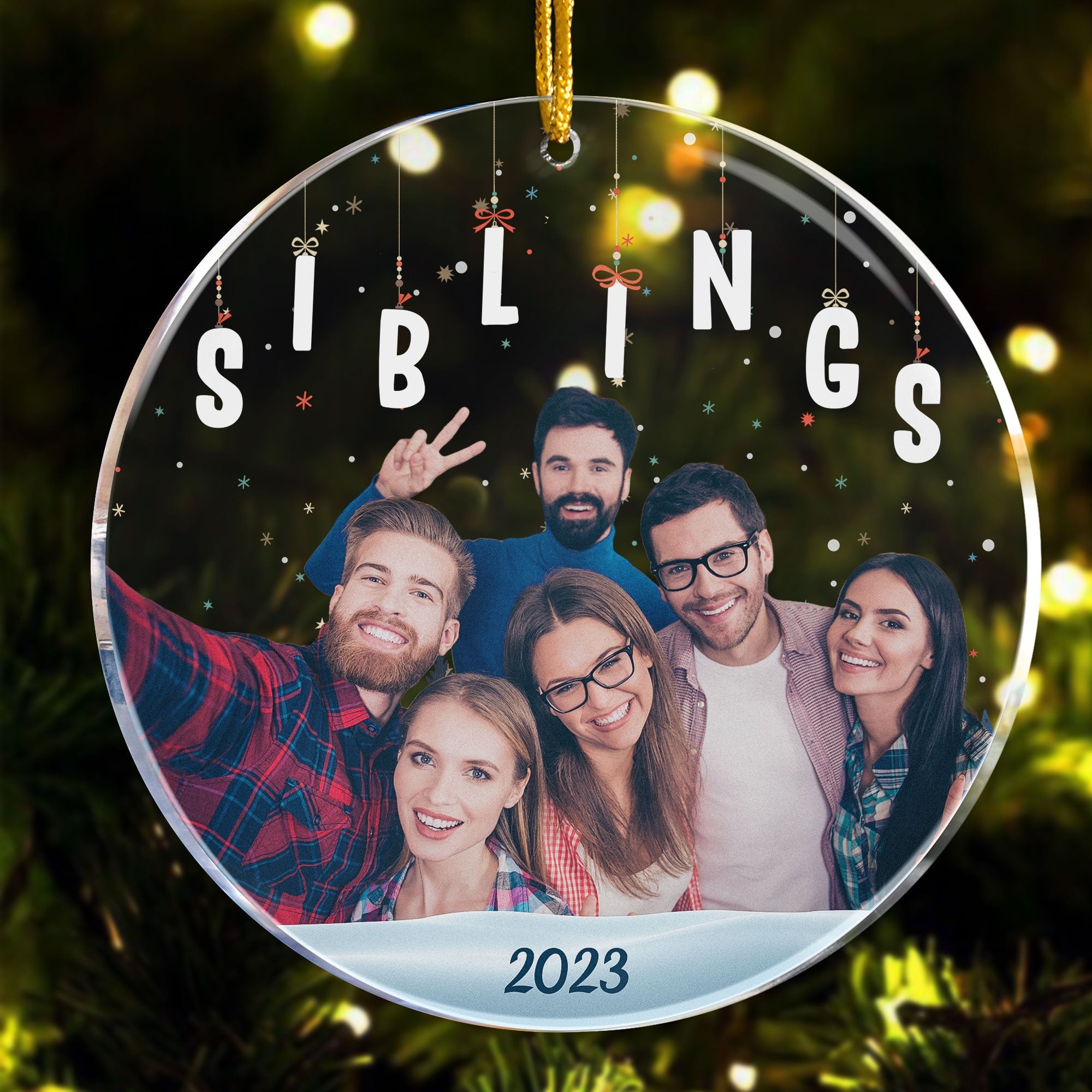 Family Sisters Brothers Siblings - Personalized Acrylic Photo Ornament